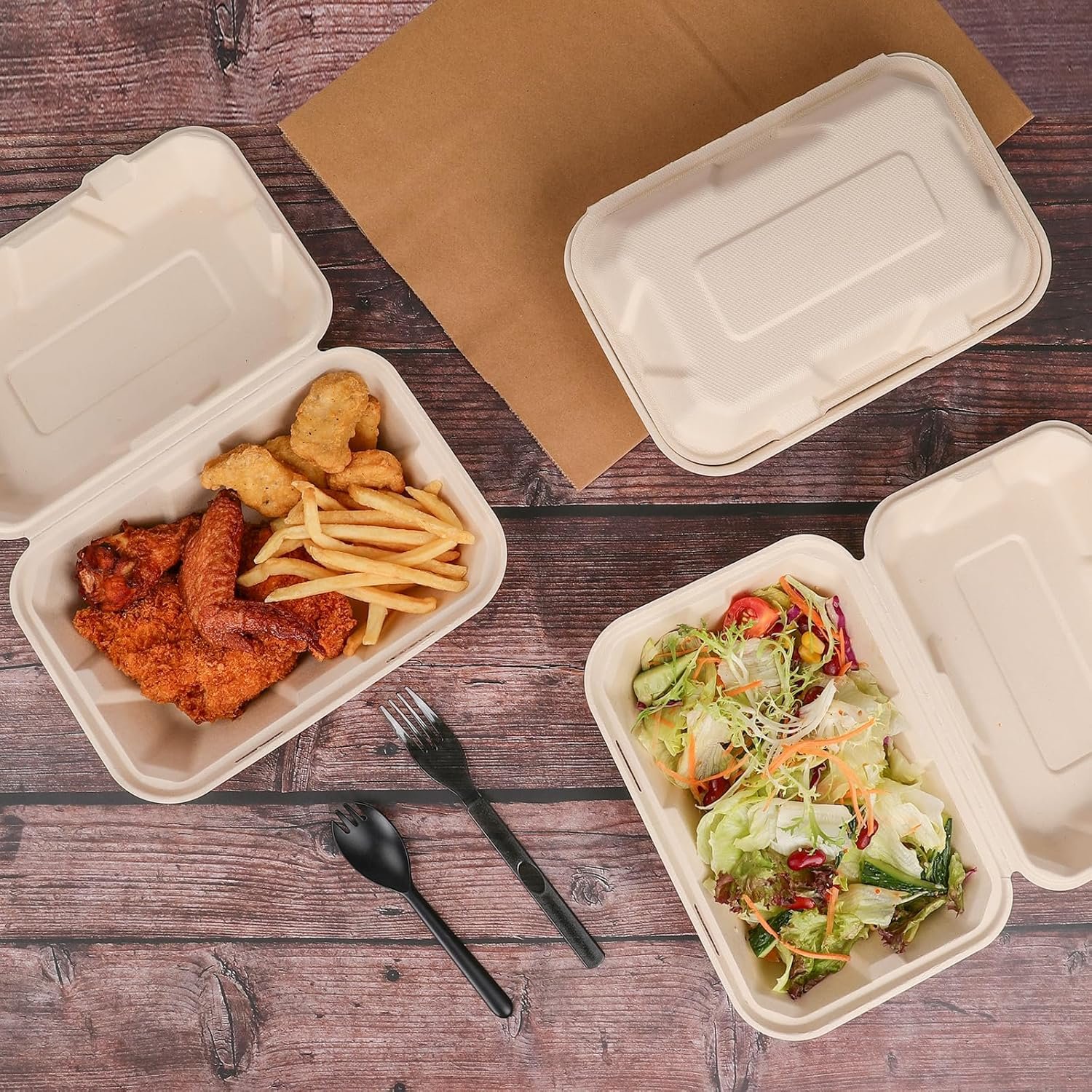 Logo Personalizado Cajas de Almuerzo Desechables Biodegradables de 100 Unidades 9x6 Pulgadas con Tapa Eco-Friendly Clamshell para Comida Marca Blanca Proveedor Logo Personalizado Cajas de Almuerzo Desechables Biodegradables de 100 Unidades 9x6 Pulgadas con Tapa Eco-Friendly Clamshell para Comida Marca Blanca Proveedor