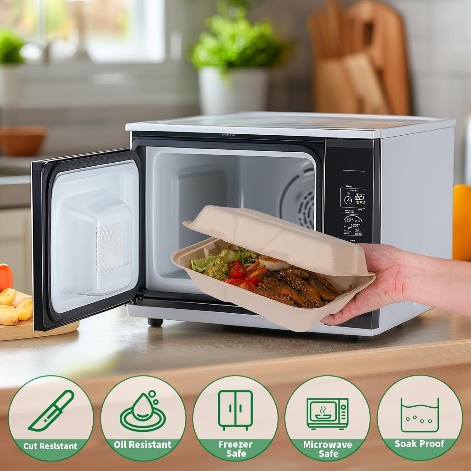 Logo Personalizado Cajas de Almuerzo Desechables Biodegradables de 100 Unidades 9x6 Pulgadas con Tapa Eco-Friendly Clamshell para Comida Marca Blanca Proveedor Logo Personalizado Cajas de Almuerzo Desechables Biodegradables de 100 Unidades 9x6 Pulgadas con Tapa Eco-Friendly Clamshell para Comida Marca Blanca Proveedor