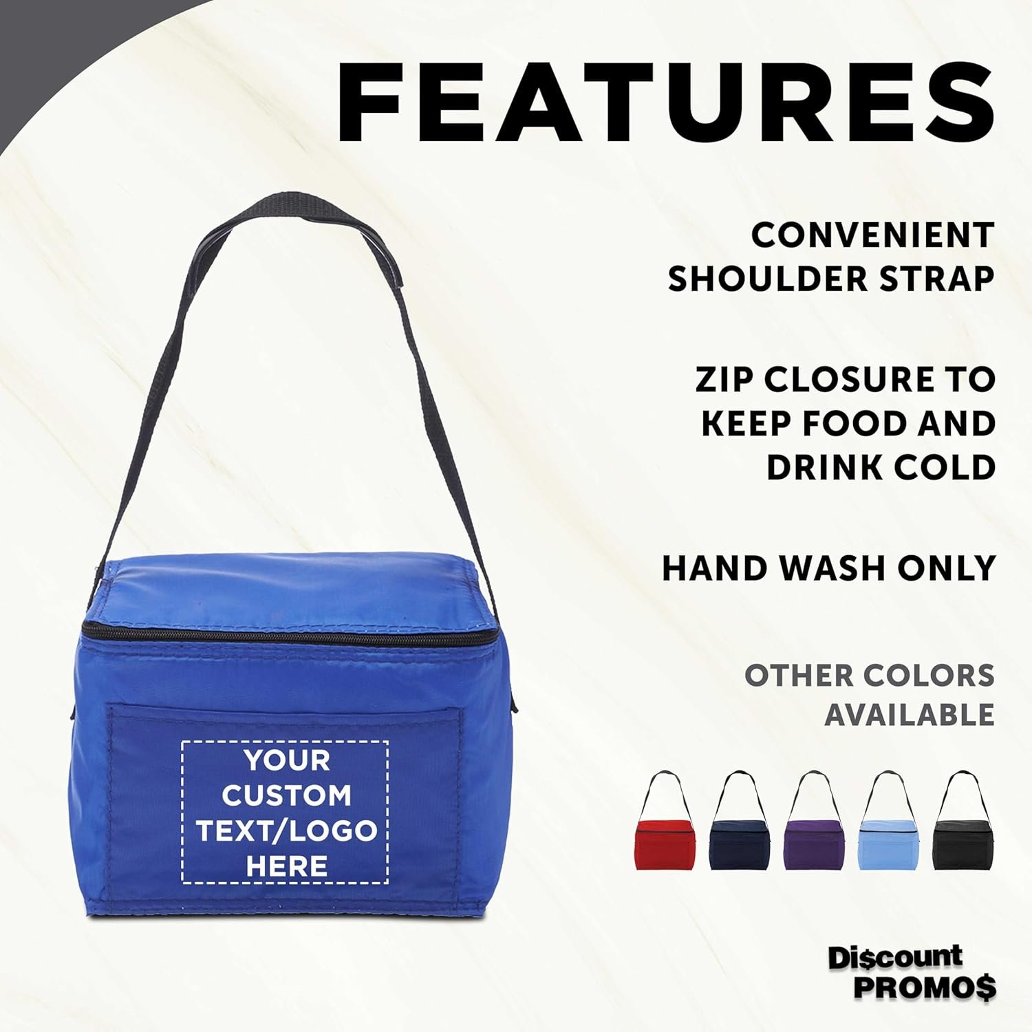 Logo Personalizado Set de 10/50/100 Bolsas de Almuerzo Pequeñas, Pack Personalizado al por Mayor - Aisladas, Capacidad para 6 Latas, Ideal para Oficina, Picnic, Playa - Proveedor Azul Logo Personalizado Set de 10/50/100 Bolsas de Almuerzo Pequeñas, Pack Personalizado al por Mayor - Aisladas, Capacidad para 6 Latas, Ideal para Oficina, Picnic, Playa - Proveedor Azul