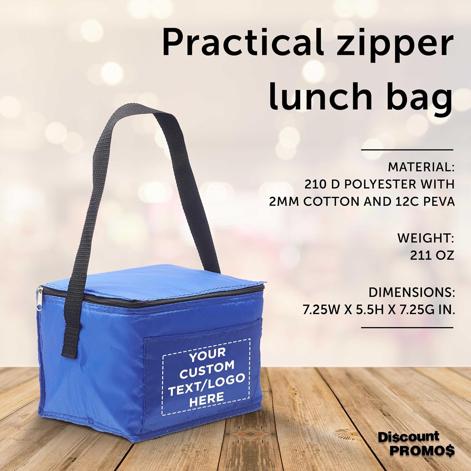 Logo Personalizado Set de 10/50/100 Bolsas de Almuerzo Pequeñas, Pack Personalizado al por Mayor - Aisladas, Capacidad para 6 Latas, Ideal para Oficina, Picnic, Playa - Proveedor Azul Logo Personalizado Set de 10/50/100 Bolsas de Almuerzo Pequeñas, Pack Personalizado al por Mayor - Aisladas, Capacidad para 6 Latas, Ideal para Oficina, Picnic, Playa - Proveedor Azul