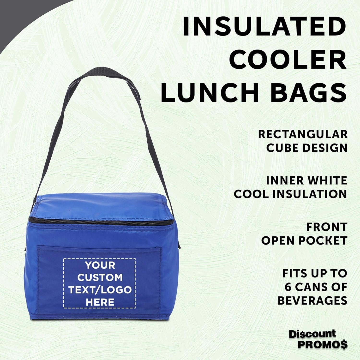 Logo Personalizado Set de 10/50/100 Bolsas de Almuerzo Pequeñas, Pack Personalizado al por Mayor - Aisladas, Capacidad para 6 Latas, Ideal para Oficina, Picnic, Playa - Proveedor Azul Logo Personalizado Set de 10/50/100 Bolsas de Almuerzo Pequeñas, Pack Personalizado al por Mayor - Aisladas, Capacidad para 6 Latas, Ideal para Oficina, Picnic, Playa - Proveedor Azul