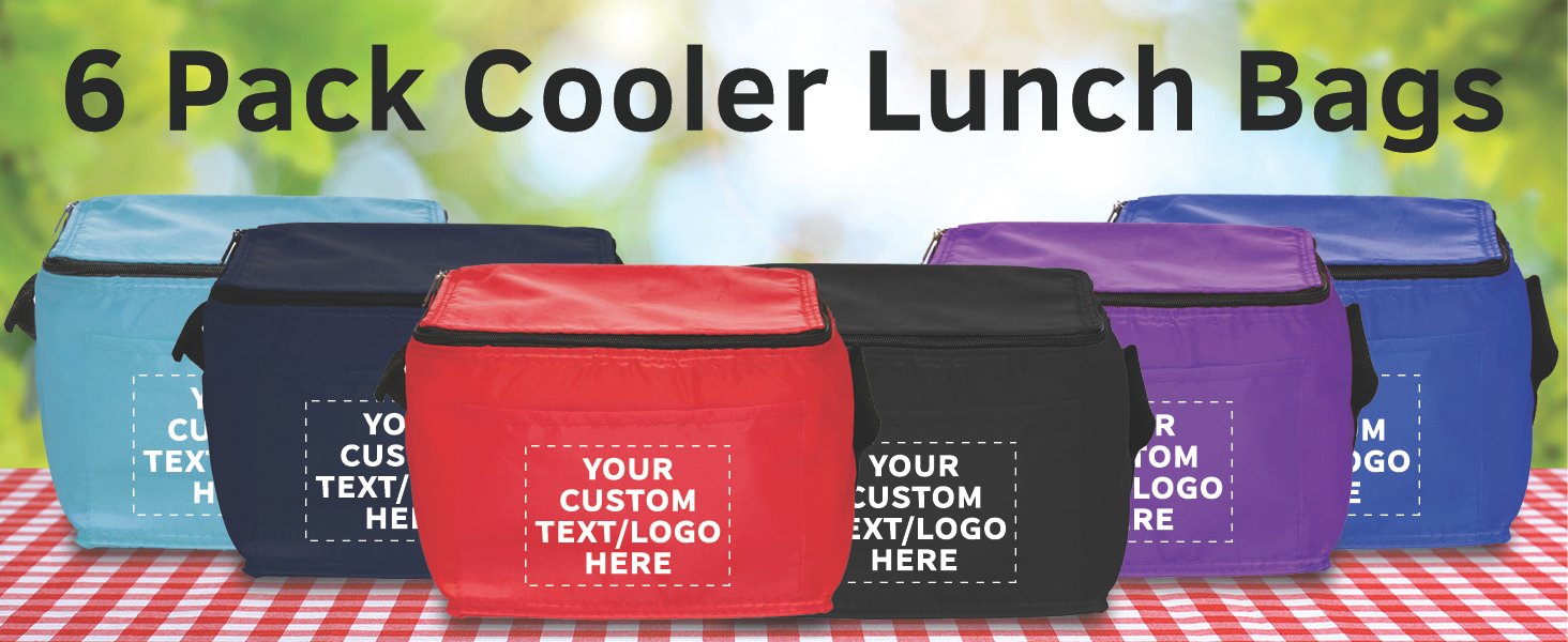 Logo Personalizado Set de 10/50/100 Bolsas de Almuerzo Pequeñas, Pack Personalizado al por Mayor - Aisladas, Capacidad para 6 Latas, Ideal para Oficina, Picnic, Playa - Proveedor Azul Logo Personalizado Set de 10/50/100 Bolsas de Almuerzo Pequeñas, Pack Personalizado al por Mayor - Aisladas, Capacidad para 6 Latas, Ideal para Oficina, Picnic, Playa - Proveedor Azul