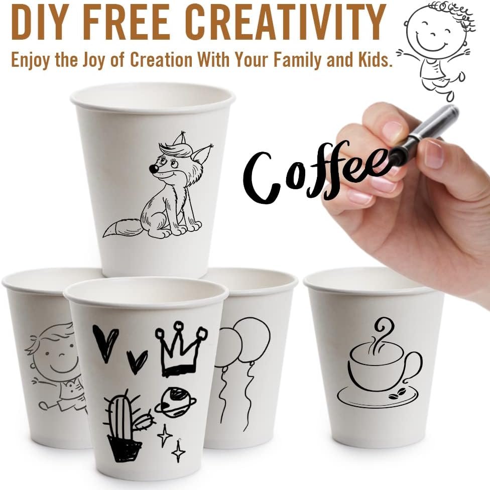 Tazas desechables de café gruesas de 8 oz con tapa y manguito, 100 unidades, ideales para café caliente, chocolate y cocoa, Proveedor de vasos personalizados con logo para marca blanca.