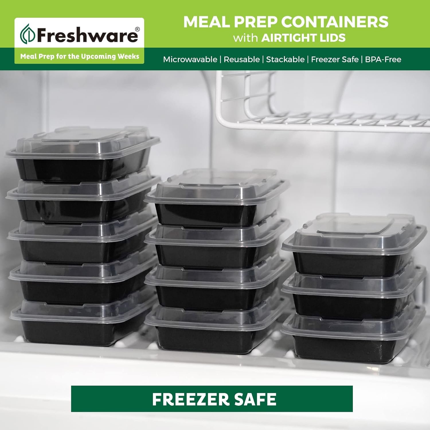 Contenedores para Alimentos Marca Blanca [50 Piezas] Recipientes de Almacenamiento de Comida de 1 Compartimento con Tapa, Caja Bento, Libre de BPA, Apilables, A prueba de Microondas/Lavavajillas/Freezer (16 oz) - Proveedor.