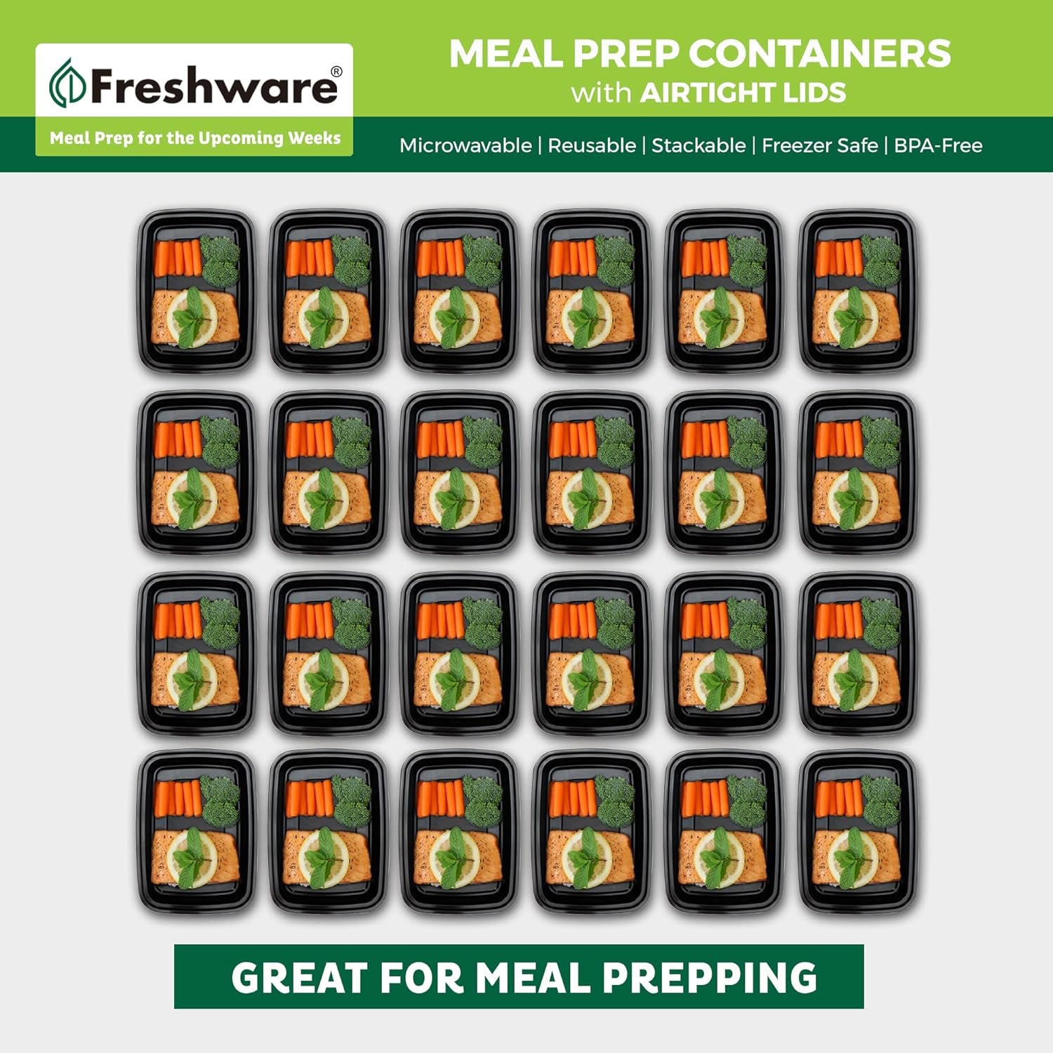 Contenedores para Alimentos Marca Blanca [50 Piezas] Recipientes de Almacenamiento de Comida de 1 Compartimento con Tapa, Caja Bento, Libre de BPA, Apilables, A prueba de Microondas/Lavavajillas/Freezer (16 oz) - Proveedor.