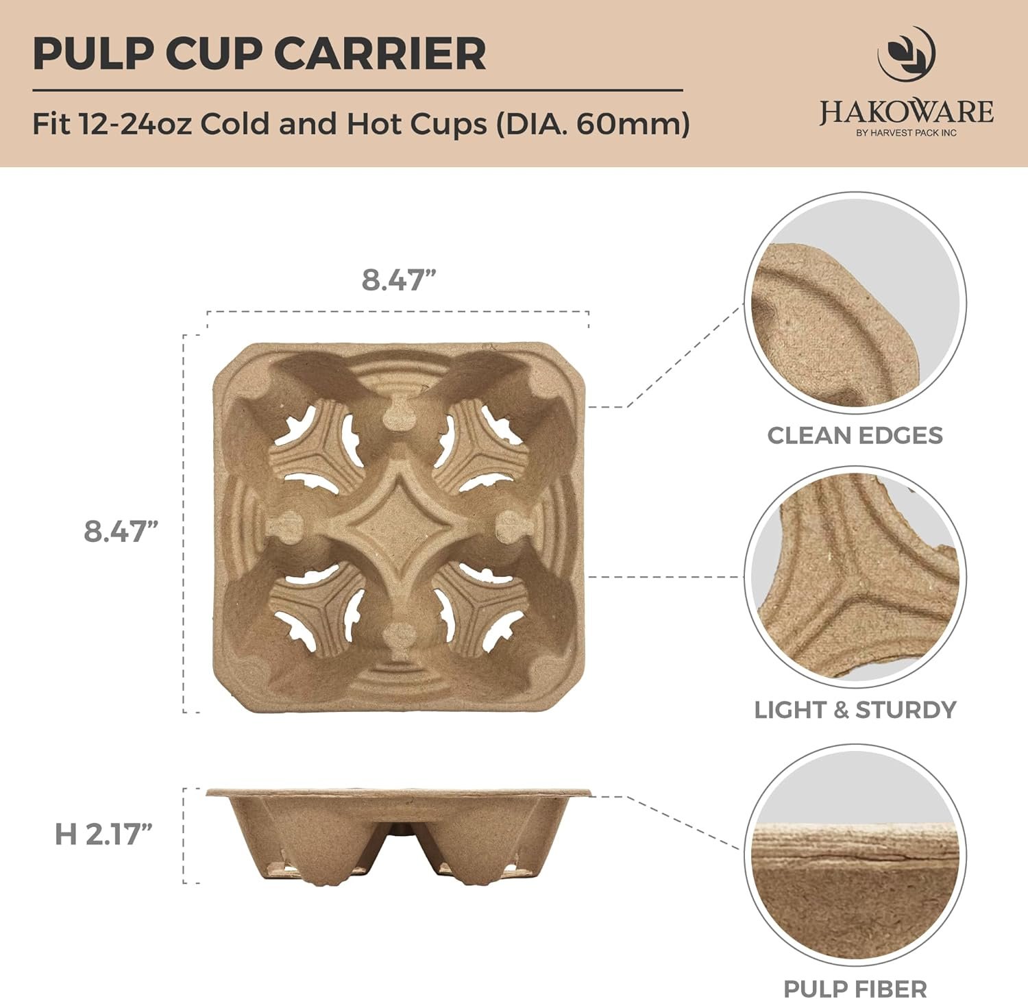 Logo Personalizado - Bandejas portavasos desechables de 4 tazas de 12-24 oz, cartón de pulpa compostable, soporte resistente para café para llevar, ideal para delivery con Marca Blanca de Proveedor. Logo Personalizado - Bandejas portavasos desechables de 4 tazas de 12-24 oz, cartón de pulpa compostable, soporte resistente para café para llevar, ideal para delivery con Marca Blanca de Proveedor.