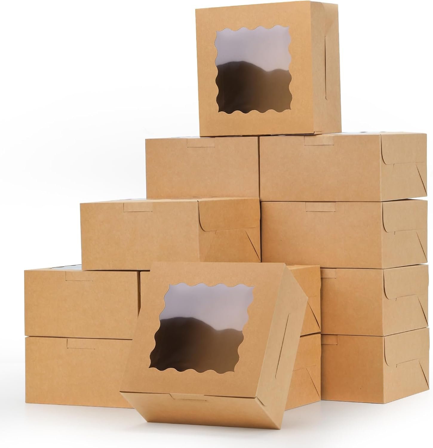 Caja de galletas pequeñas de 80 piezas con ventana, 6x6x3 pulgadas, ideal para golosinas, pasteles, fresas cubiertas de chocolate, macarons y donas, con marca blanca, fabricada por proveedor.