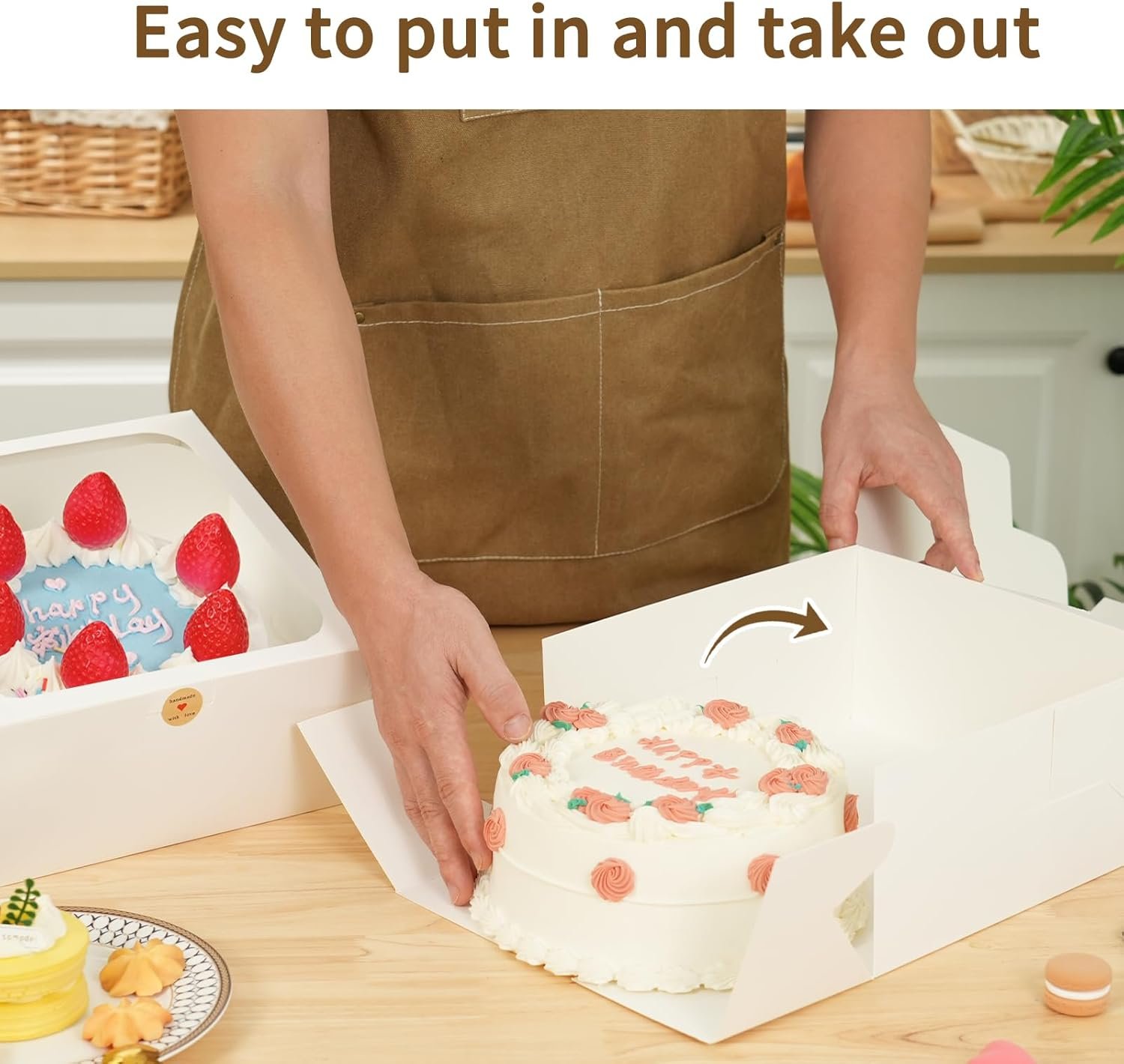 Caja de pastel desechable con ventana, 10x10x5 pulgadas, ideal para cupcakes, galletas y tartas, con logo personalizado para su marca blanca, fabricada por un proveedor de confianza. Caja de pastel desechable con ventana, 10x10x5 pulgadas, ideal para cupcakes, galletas y tartas, con logo personalizado para su marca blanca, fabricada por un proveedor de confianza.