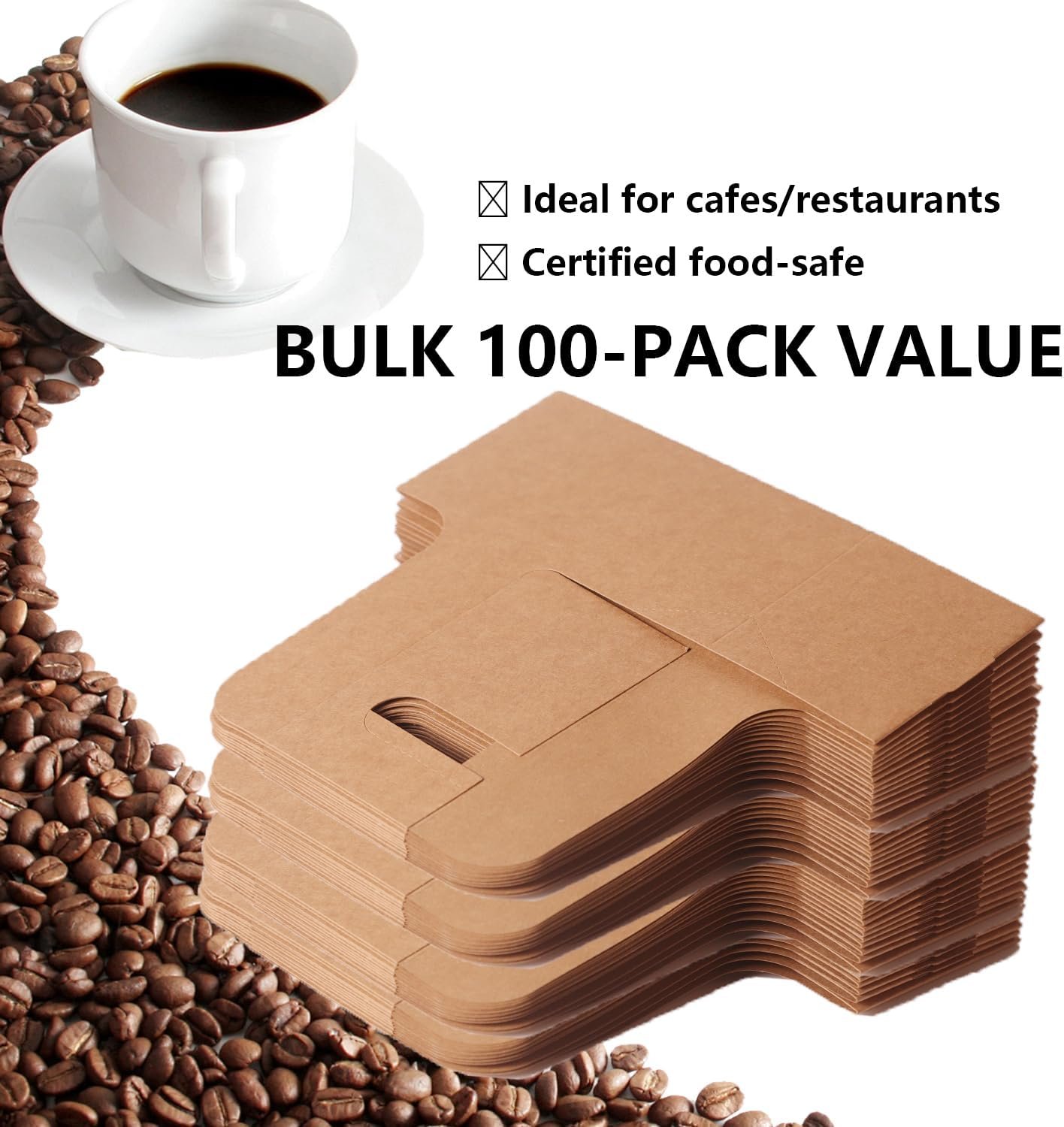 Logo Personalizado Portavasos de 2/4 Tazas con Manija (12-30oz) | Bandeja de Bebidas Desechable y Plegable para Bebidas Calientes y Frías, Café para Llevar, Entrega y Comida para Llevar | Proveedor de Soluciones de Empaque