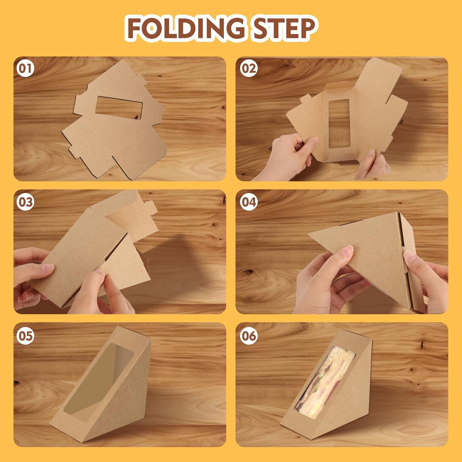 Caja de papel para sándwiches 100 piezas con ventana, cajas para llevar hamburguesas, servicio de comida para llevar, Logotipo Personalizado, Proveedor de envases para panadería y restaurantes.