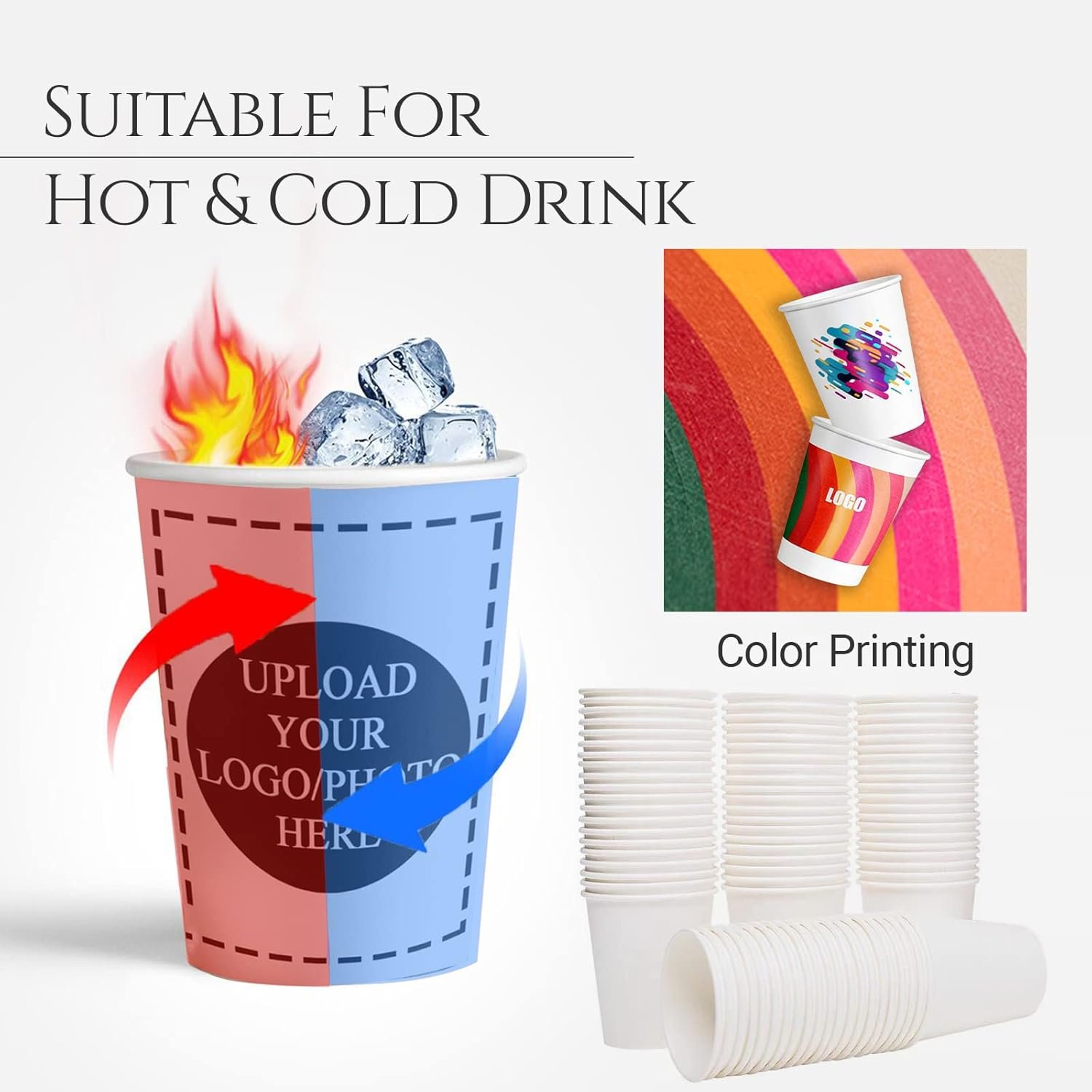 Cupos desechables con Logo Personalizado, Tazas personalizadas de 8oz para cafeterías, eventos y bodas - 50 Pack de Proveedor