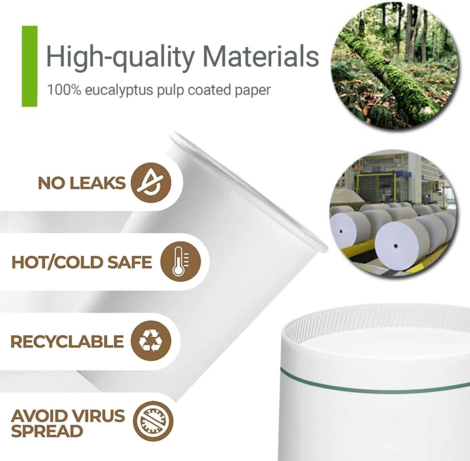 Cupos desechables con Logo Personalizado, Tazas personalizadas de 8oz para cafeterías, eventos y bodas - 50 Pack de Proveedor