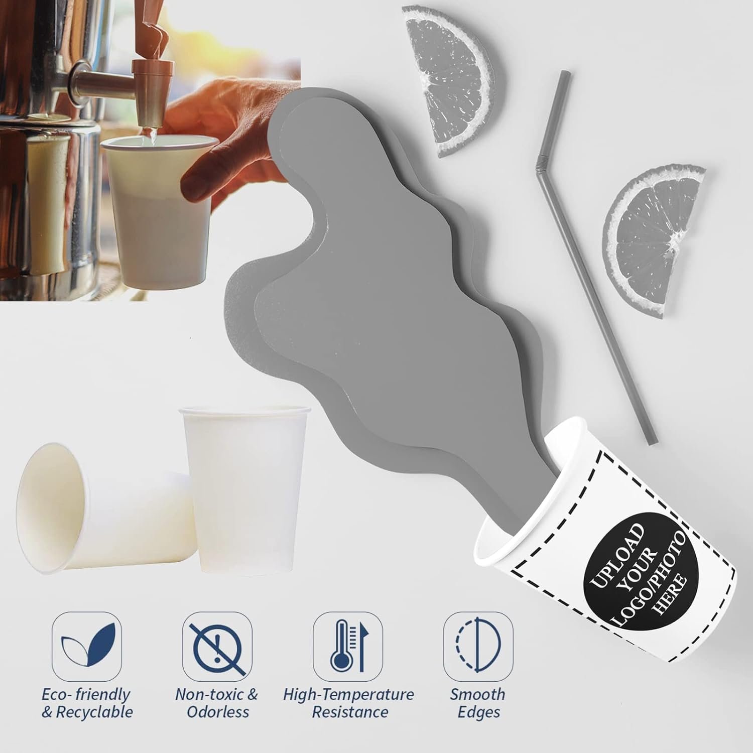 Cupos desechables con Logo Personalizado, Tazas personalizadas de 8oz para cafeterías, eventos y bodas - 50 Pack de Proveedor