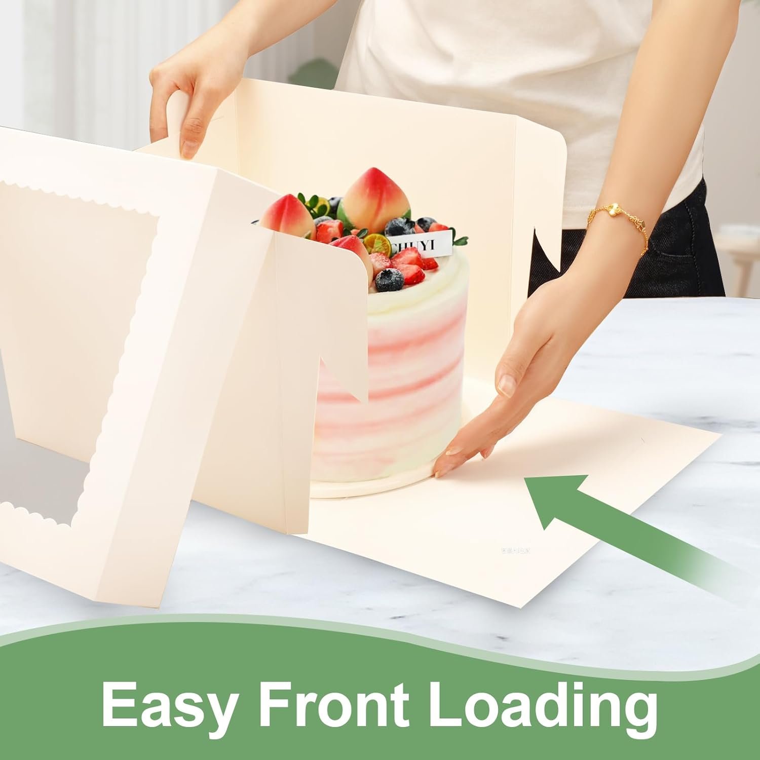 Caja de Pasteles 2 Pack con Ventana Grande, 12x12x8 Pulgadas, Cajas de Repostería Desechables con Tapa, Ideal para Cookies y Pies, con Logo Personalizado, Fabricante de Envases para Bodas y Cumpleaños, Marca Blanca.