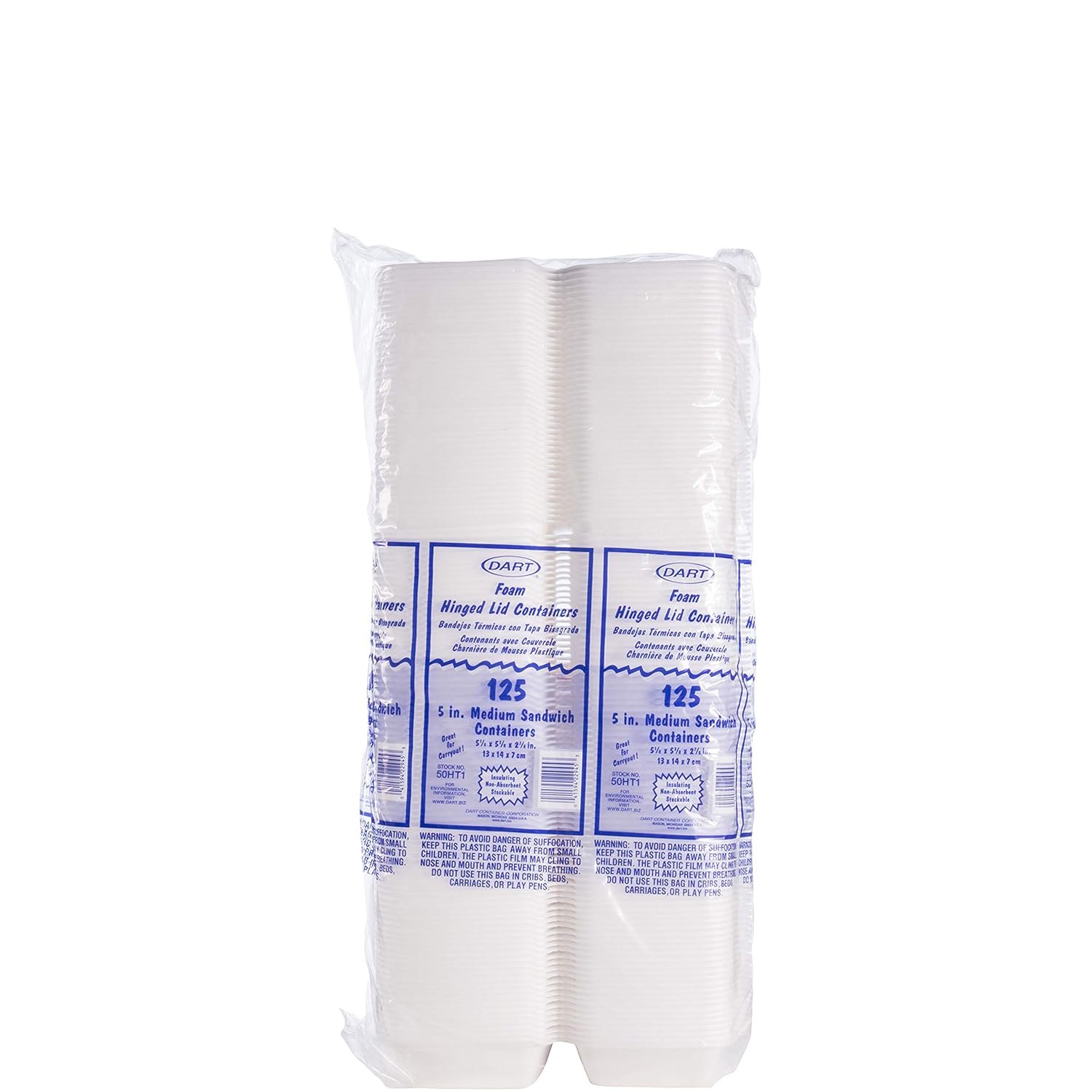 Contenedor de espuma hendido mediano de 5 pulgadas con logo personalizado (caja de 500) para marca blanca de proveedor.