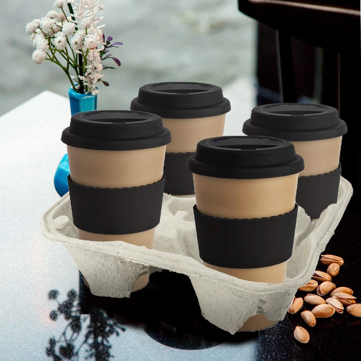Logo Personalizado Portador de Bebidas de Fibra de Pulpa para 4 Tazas 8-32 oz - Soporte para Entrega - Pack de 25 - Fábrica Logo Personalizado Portador de Bebidas de Fibra de Pulpa para 4 Tazas 8-32 oz - Soporte para Entrega - Pack de 25 - Fábrica