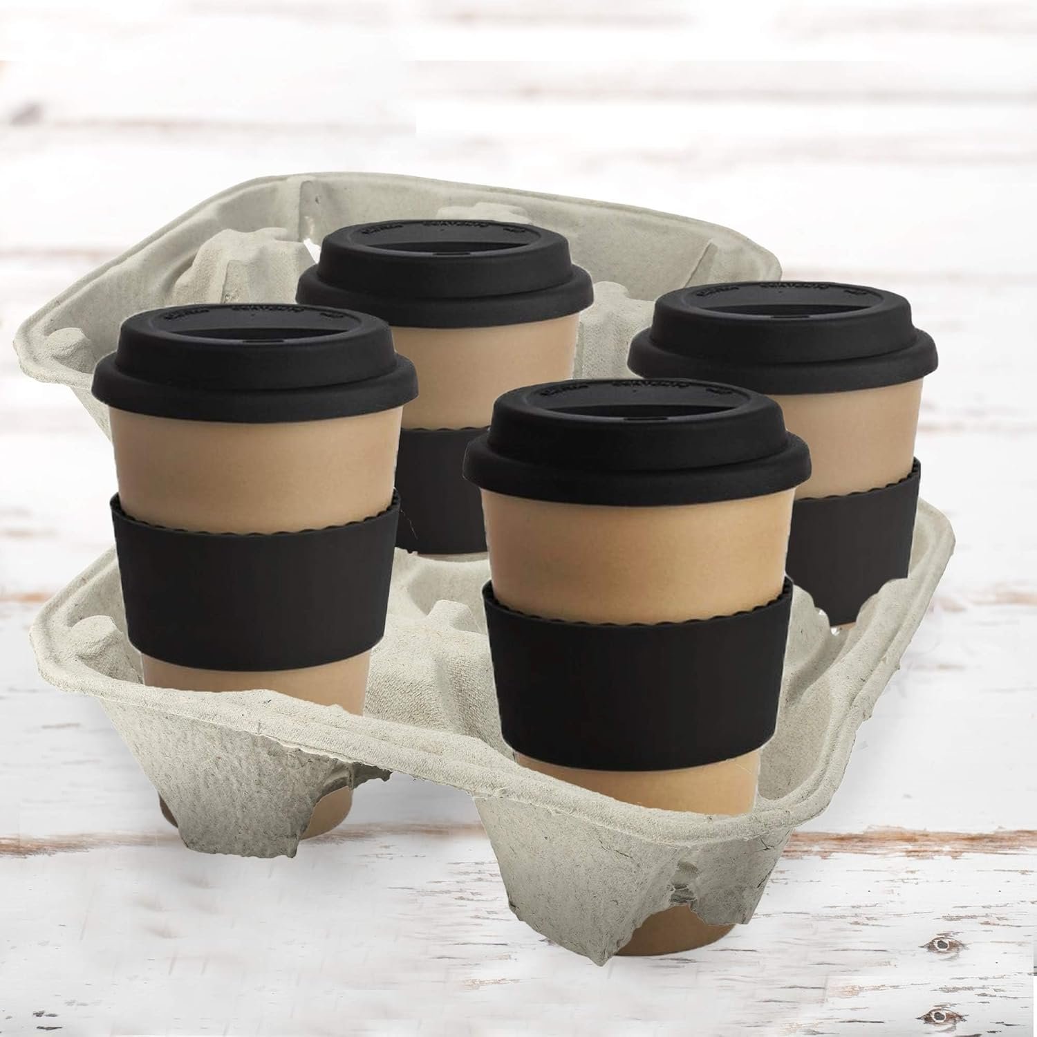 Logo Personalizado Portador de Bebidas de Fibra de Pulpa para 4 Tazas 8-32 oz - Soporte para Entrega - Pack de 25 - Fábrica Logo Personalizado Portador de Bebidas de Fibra de Pulpa para 4 Tazas 8-32 oz - Soporte para Entrega - Pack de 25 - Fábrica