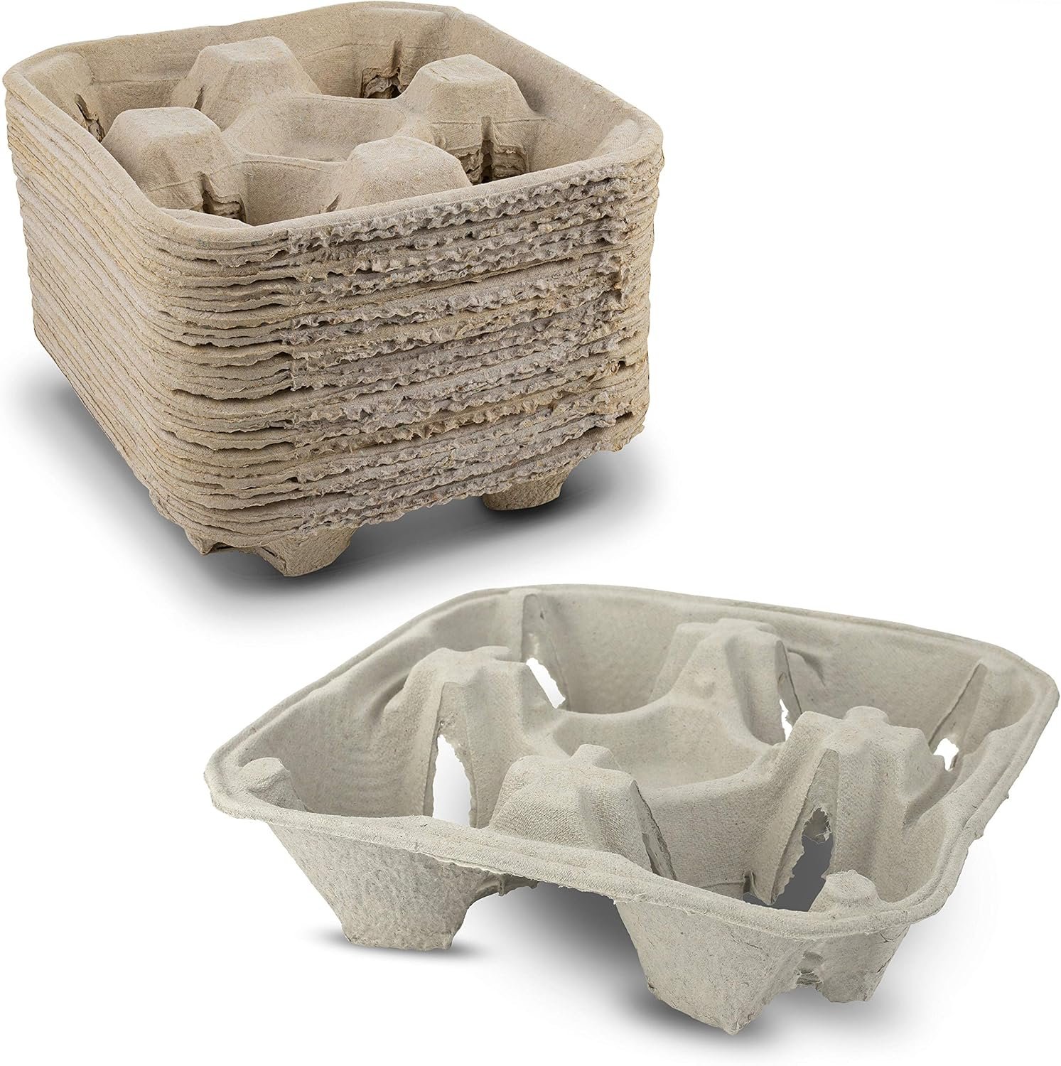 Logo Personalizado Portador de Bebidas de Fibra de Pulpa para 4 Tazas 8-32 oz - Soporte para Entrega - Pack de 25 - Fábrica