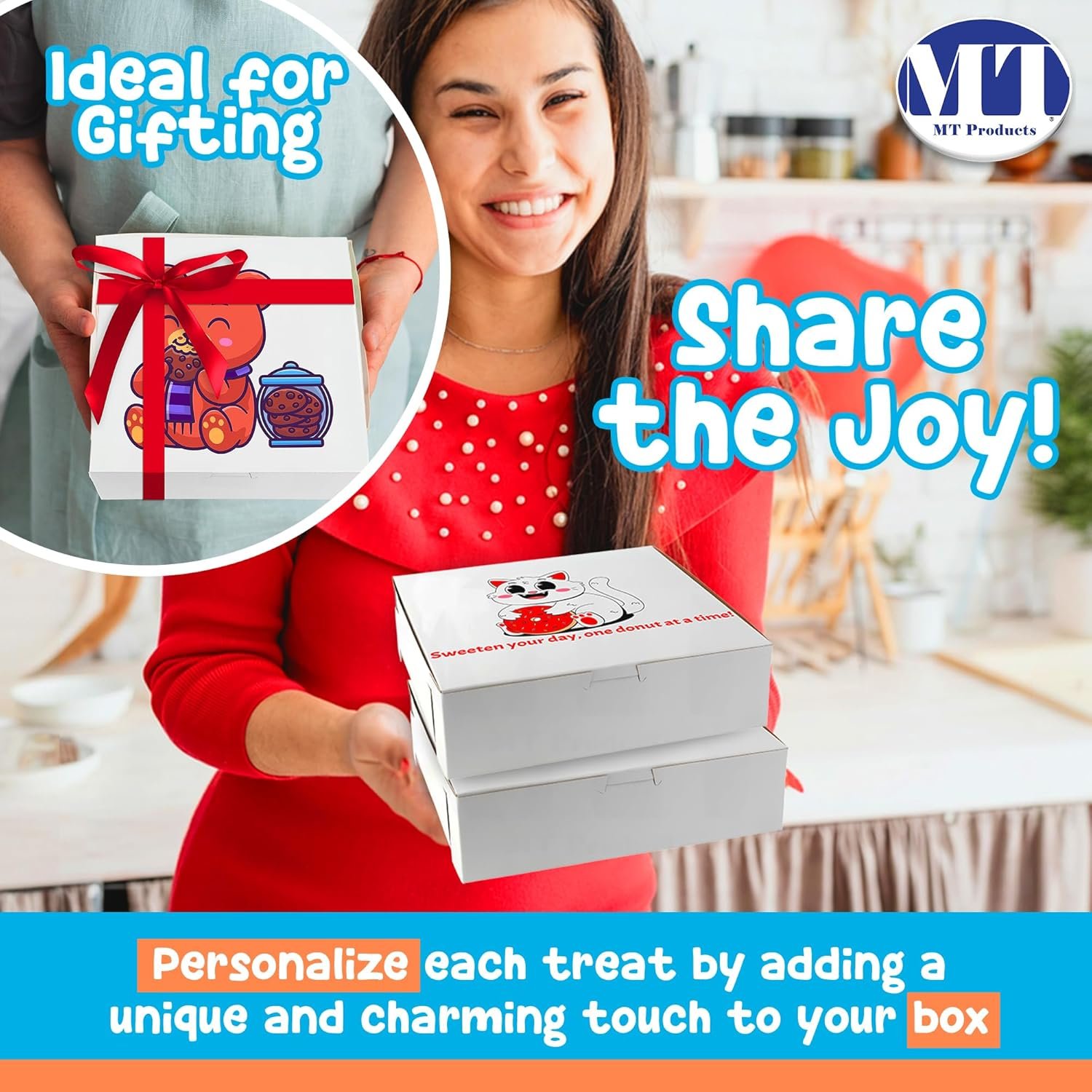 Cajas de Pastelería Personalizadas con Logo - Cajas Blancas Personalizables de 9