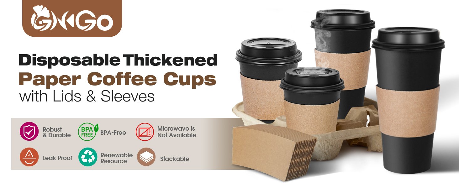 Tazas desechables de café de 12 oz con tapas y mangas, personalizadas con logo, aptas para picnic, fiestas, viajes y oficinas, calidad de fábrica, suministro para cafeterías. Tazas desechables de café de 12 oz con tapas y mangas, personalizadas con logo, aptas para picnic, fiestas, viajes y oficinas, calidad de fábrica, suministro para cafeterías.