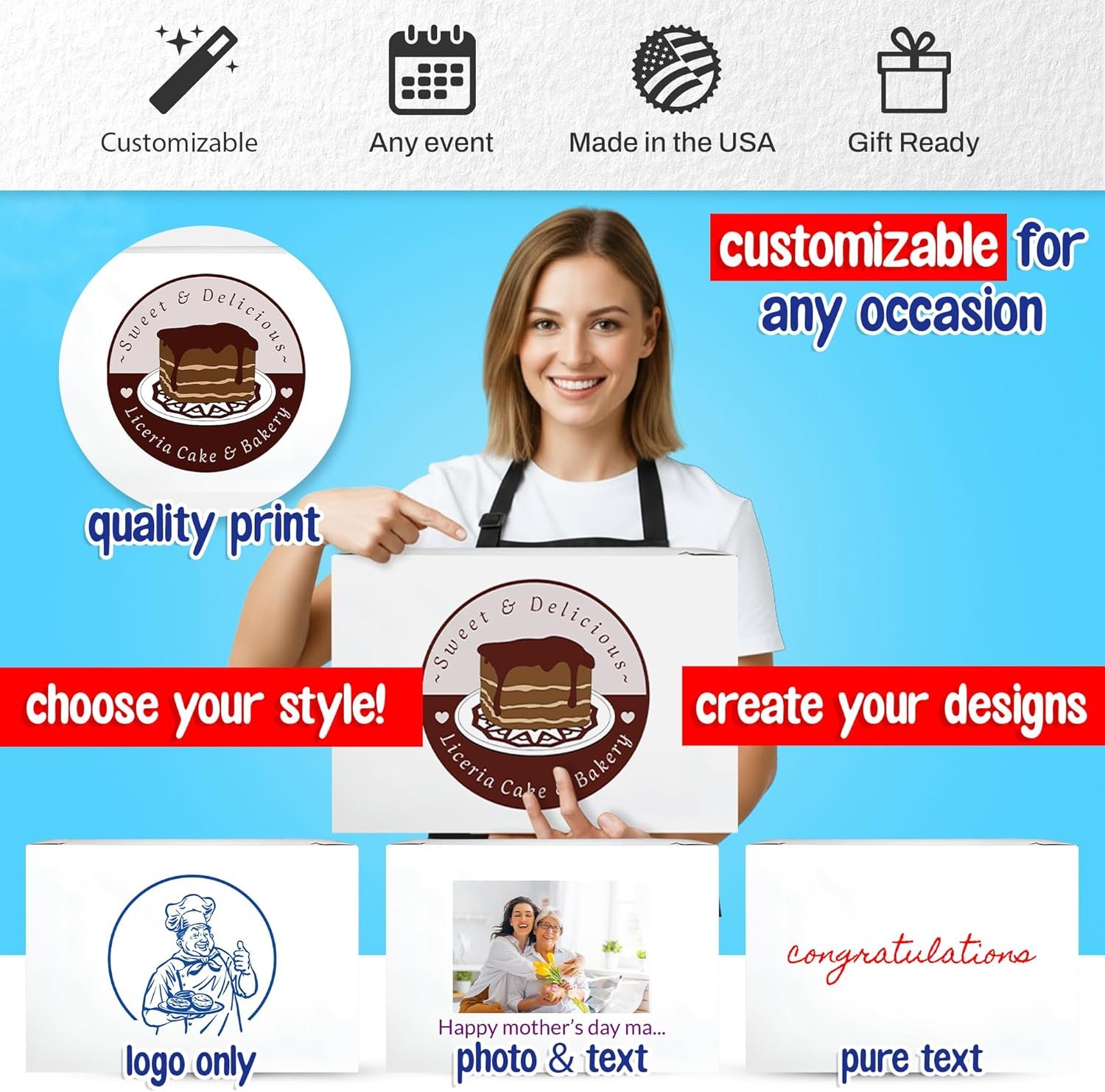 Caja de pasteles blanca personalizada con logo, cajas desechables de repostería de 18