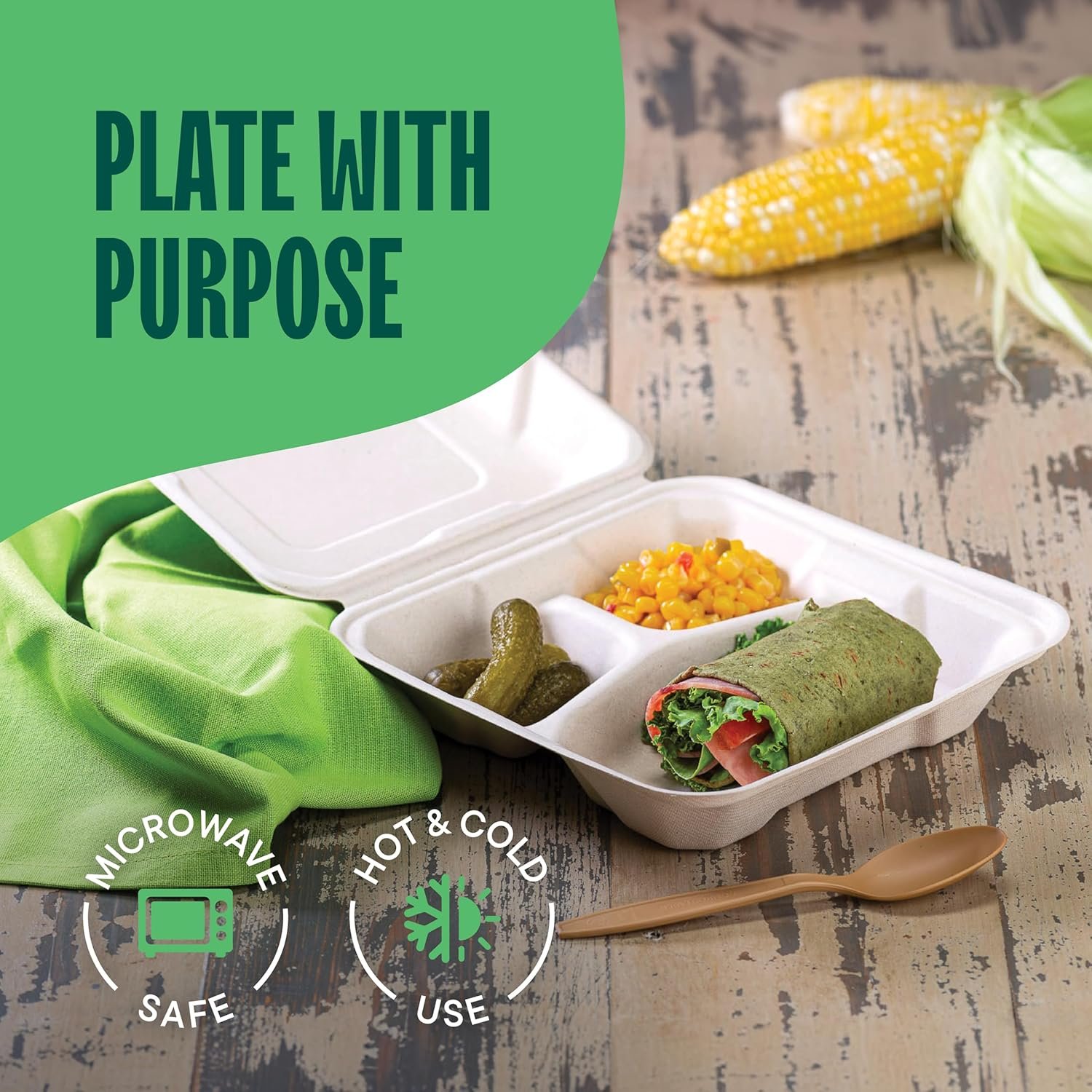 Logo Personalizado Envases de Comida para Llevar Compostables 100% [8X8