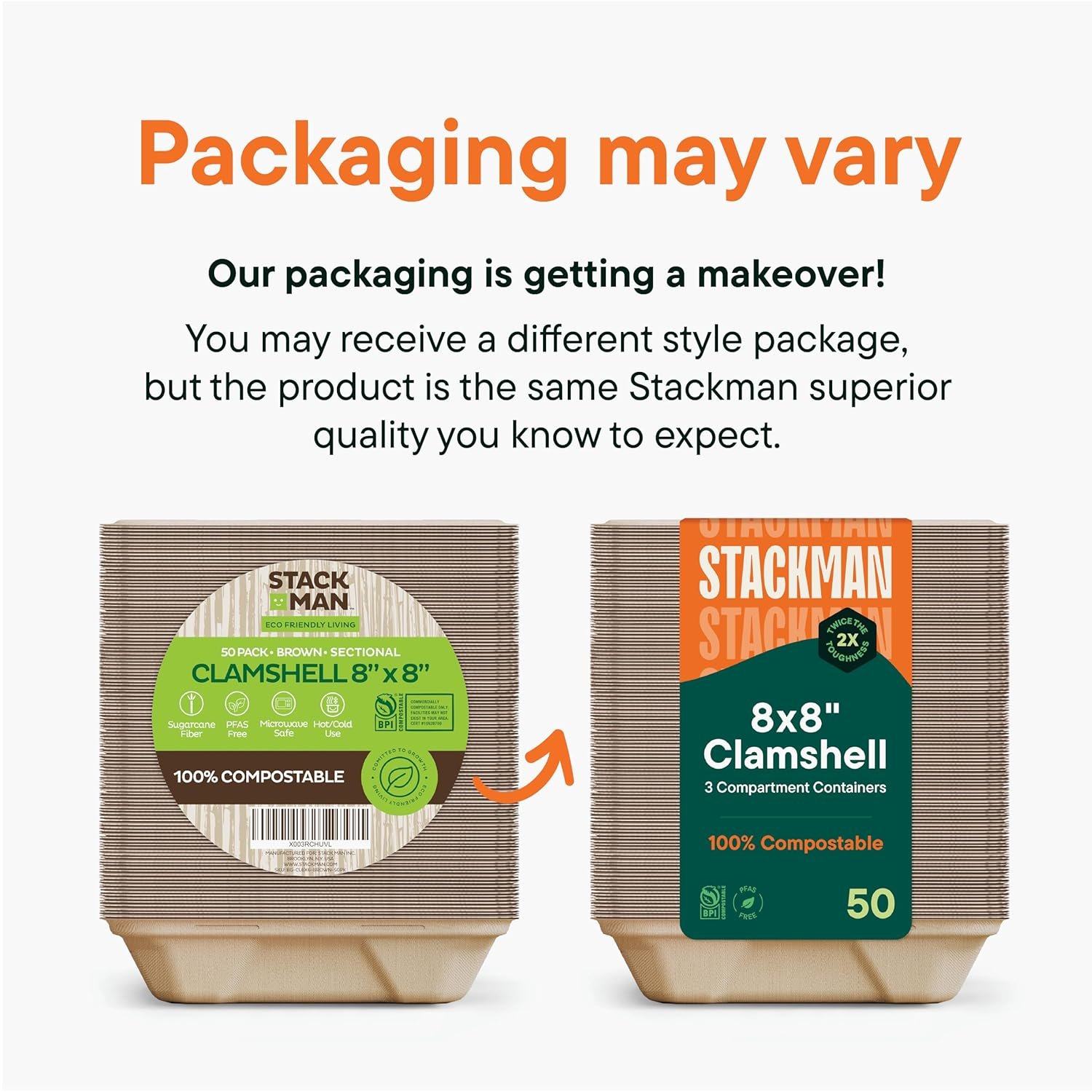 Logo Personalizado Envases de Comida para Llevar Compostables 100% [8X8
