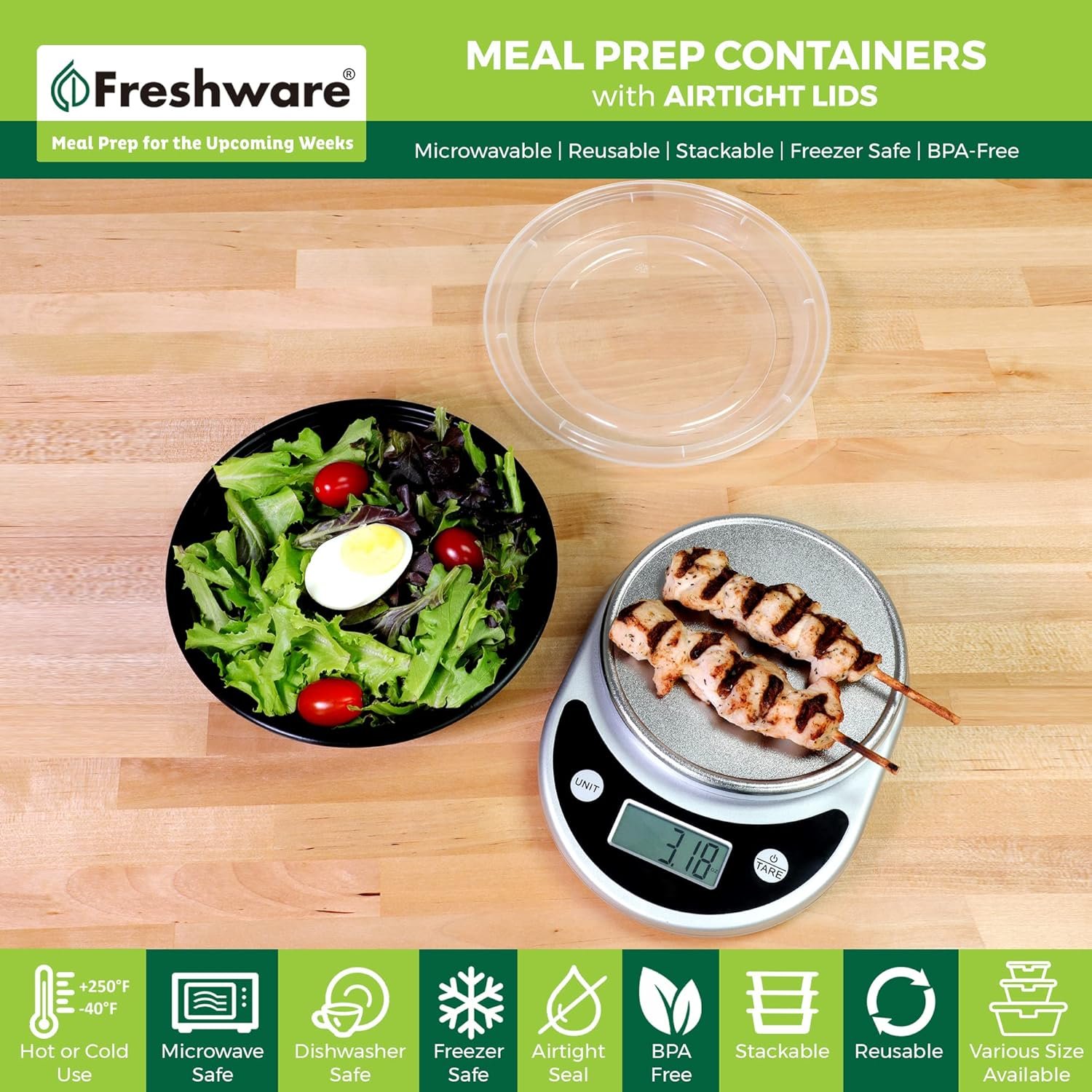 Logo Personalizado de Envases para Preparación de Comidas, Tupperware para Sopa y Ensalada, Bento Box de Almacenamiento de Alimentos, Apto para Microondas/Lavavajillas/Freezer (28 oz), Marca Blanca de Proveedor F confiable.