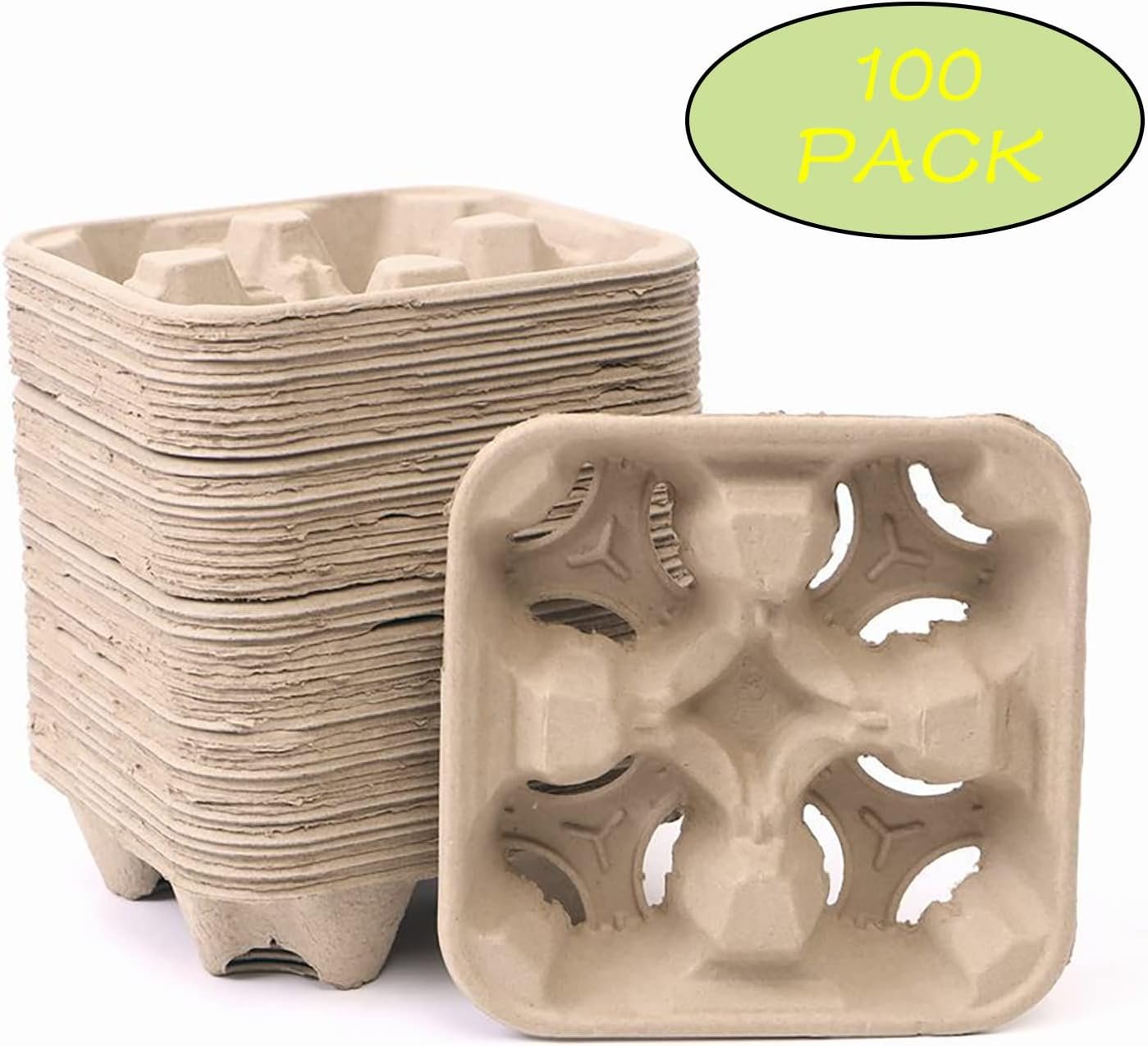 Logo Personalizado Portavasos desechables de 4 copas para café para llevar, paquete de 100 piezas, soporte para vasos de fibra de pulpa para bebidas calientes y frías, Proveedor ideal para su marca blanca. Logo Personalizado Portavasos desechables de 4 copas para café para llevar, paquete de 100 piezas, soporte para vasos de fibra de pulpa para bebidas calientes y frías, Proveedor ideal para su marca blanca.