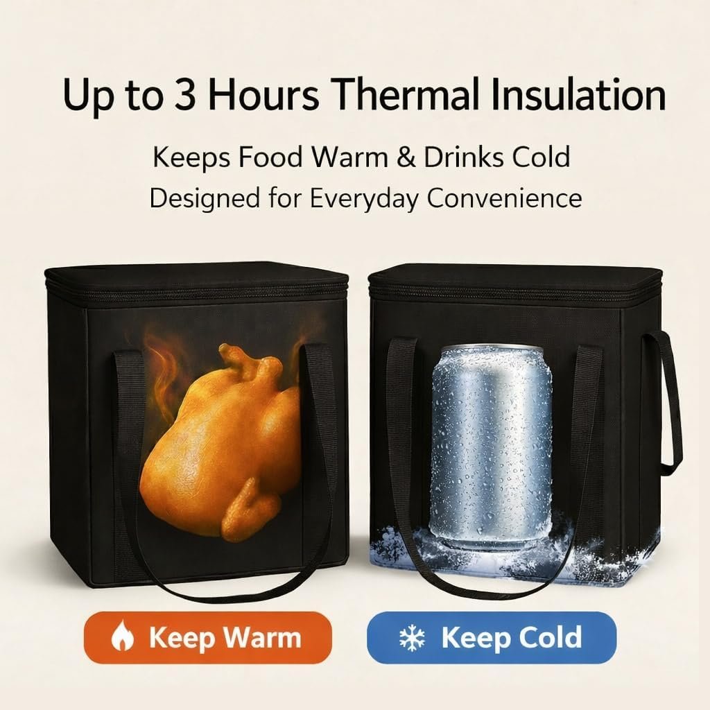 Logo Personalizado, 2-Pack de bolsas de compras aisladas XL, negras, reutilizables, con cierre térmico, colapsables, para transporte de alimentos fríos y calientes, ideal para camping, Proveedor.