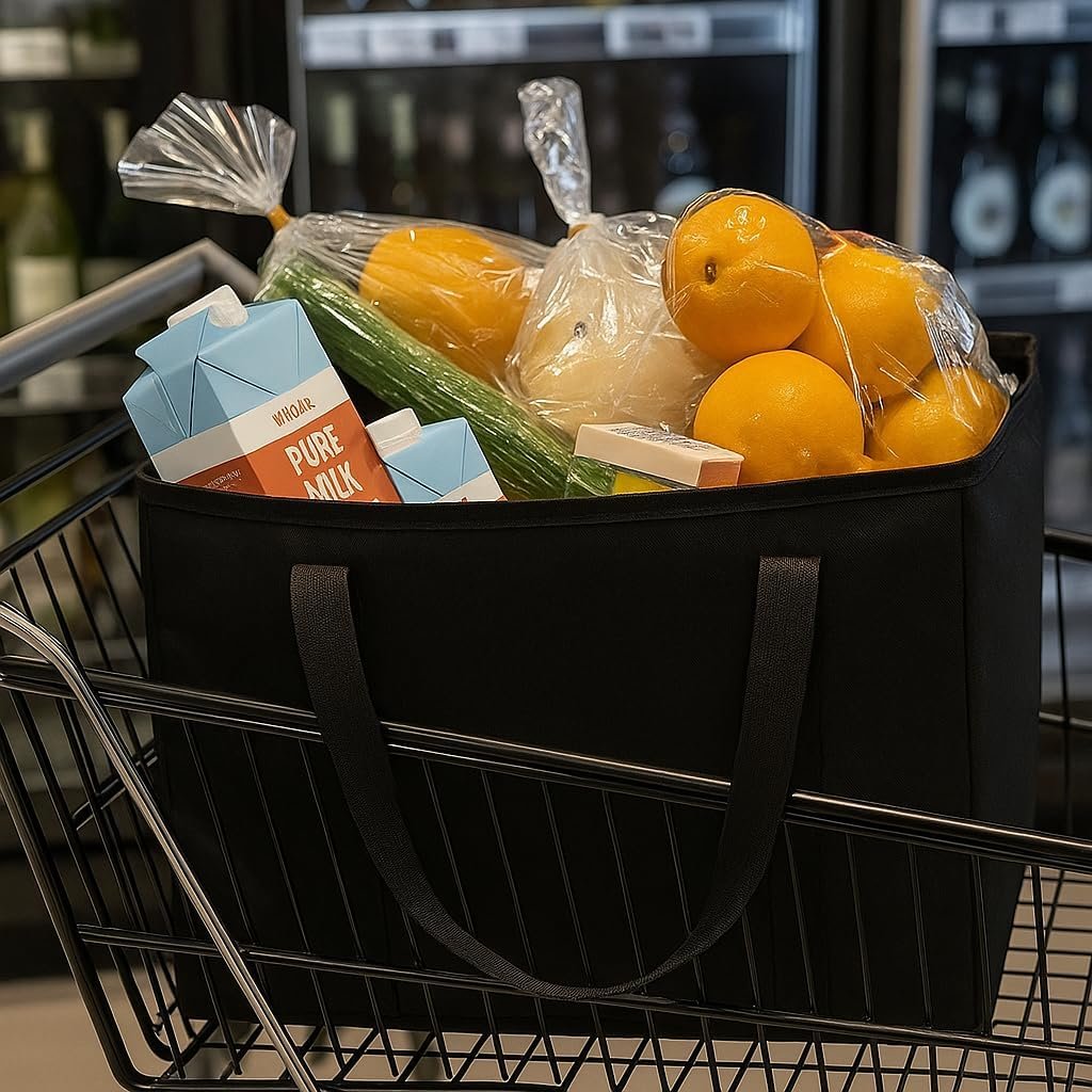 Logo Personalizado, 2-Pack de bolsas de compras aisladas XL, negras, reutilizables, con cierre térmico, colapsables, para transporte de alimentos fríos y calientes, ideal para camping, Proveedor.