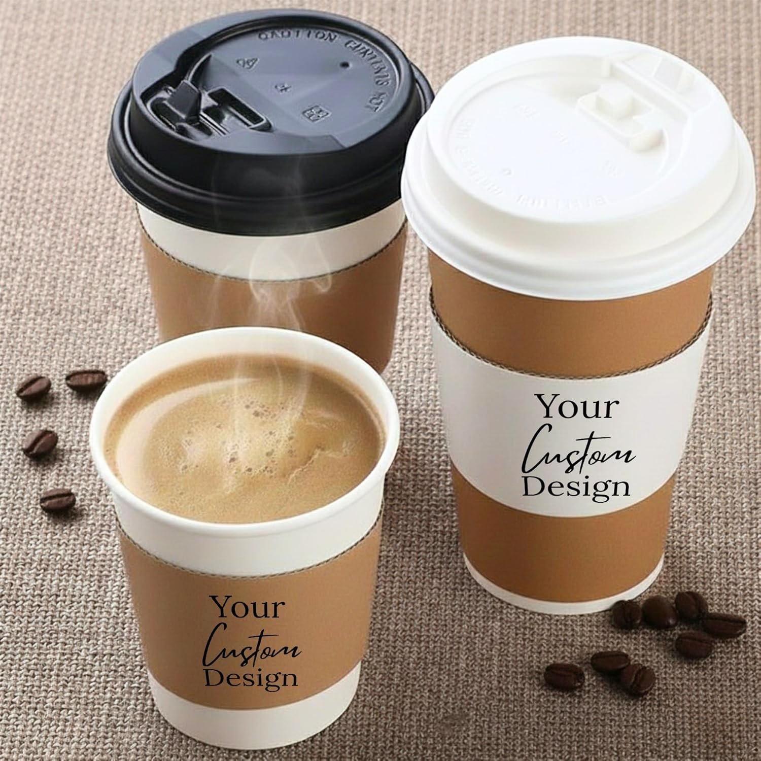 Logo Personalizado de mangas de café desechables kraft blancas – mangas aislantes para café caliente y frío, ideales para cafeterías y fiestas, adaptables a tazas estándar (25, 50, 100 unidades) de Proveedor. Logo Personalizado de mangas de café desechables kraft blancas – mangas aislantes para café caliente y frío, ideales para cafeterías y fiestas, adaptables a tazas estándar (25, 50, 100 unidades) de Proveedor.