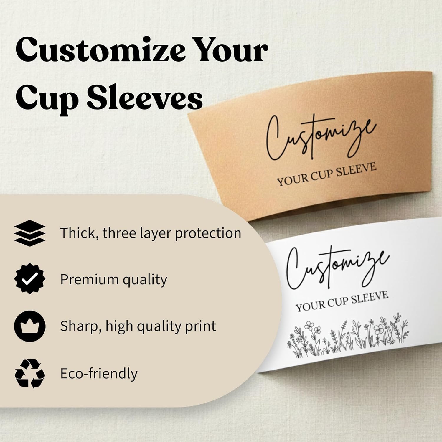 Logo Personalizado de mangas de café desechables kraft blancas – mangas aislantes para café caliente y frío, ideales para cafeterías y fiestas, adaptables a tazas estándar (25, 50, 100 unidades) de Proveedor. Logo Personalizado de mangas de café desechables kraft blancas – mangas aislantes para café caliente y frío, ideales para cafeterías y fiestas, adaptables a tazas estándar (25, 50, 100 unidades) de Proveedor.