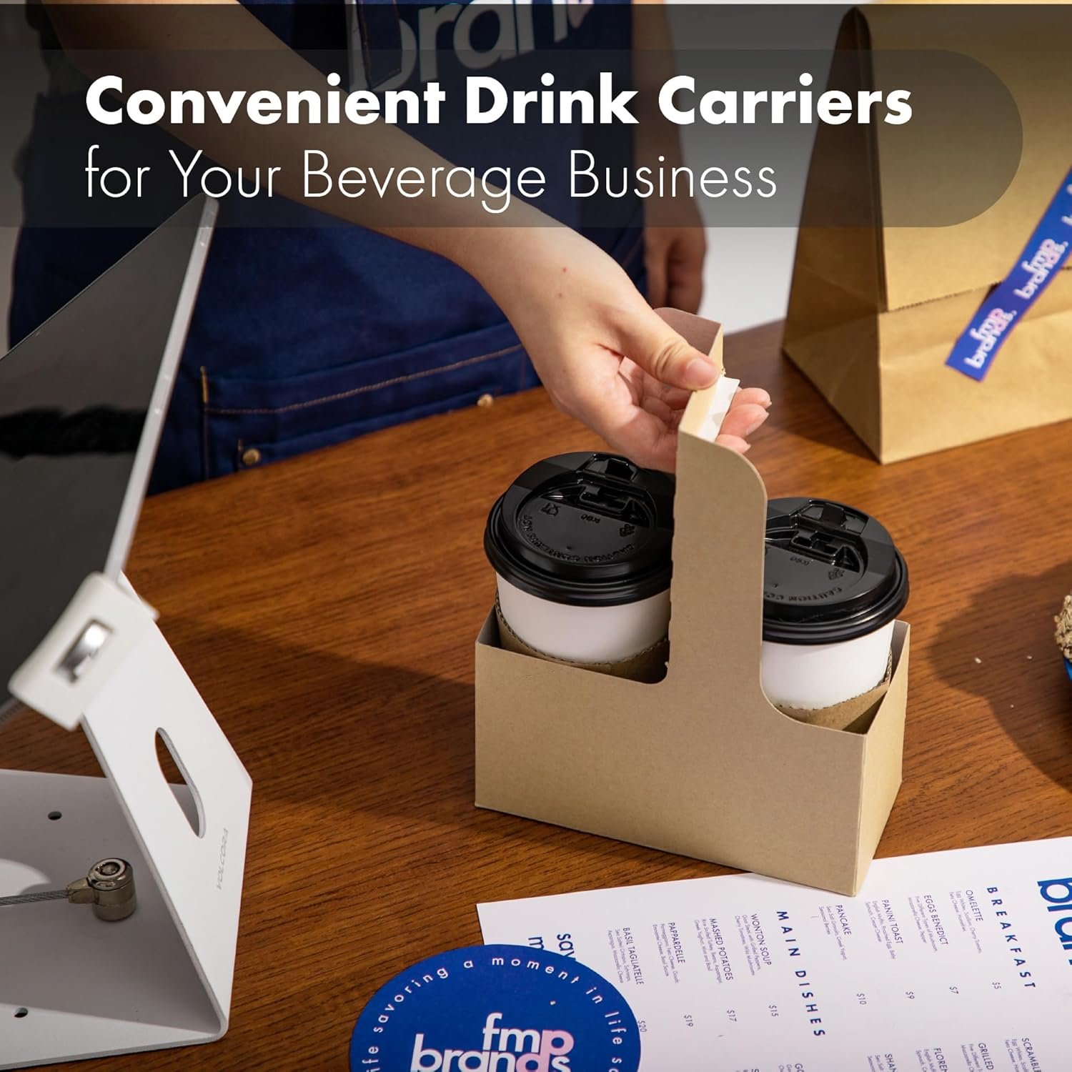 Logo Personalizado Portavasos Desechable para Bebidas de 2 Tazas con Asa, 250 Piezas de Cartón Kraft para Bebidas Frías y Calientes de 12-30 oz, Portacopas para Café para el Día de San Valentín y el Día de la Madre, Fabricante.