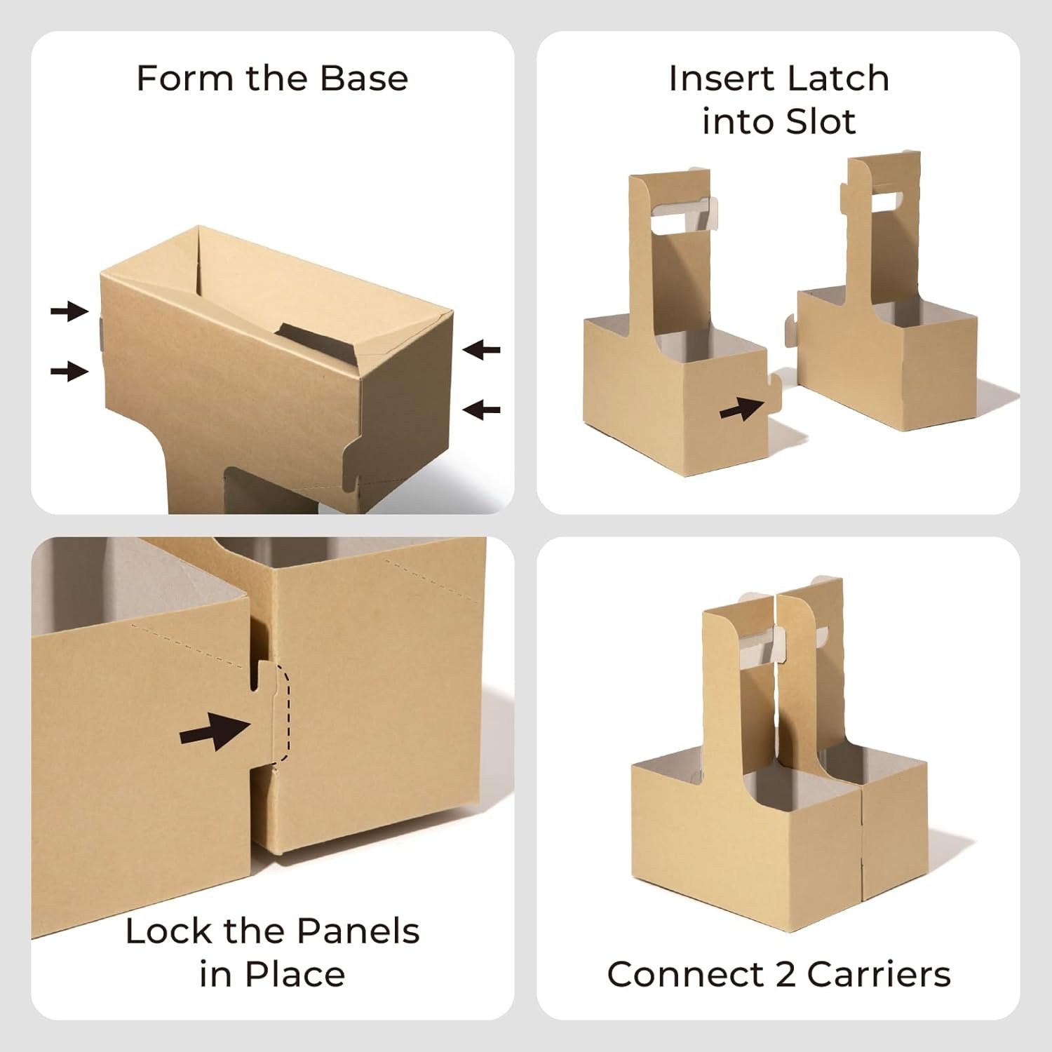 Logo Personalizado Portavasos Desechable para Bebidas de 2 Tazas con Asa, 250 Piezas de Cartón Kraft para Bebidas Frías y Calientes de 12-30 oz, Portacopas para Café para el Día de San Valentín y el Día de la Madre, Fabricante.