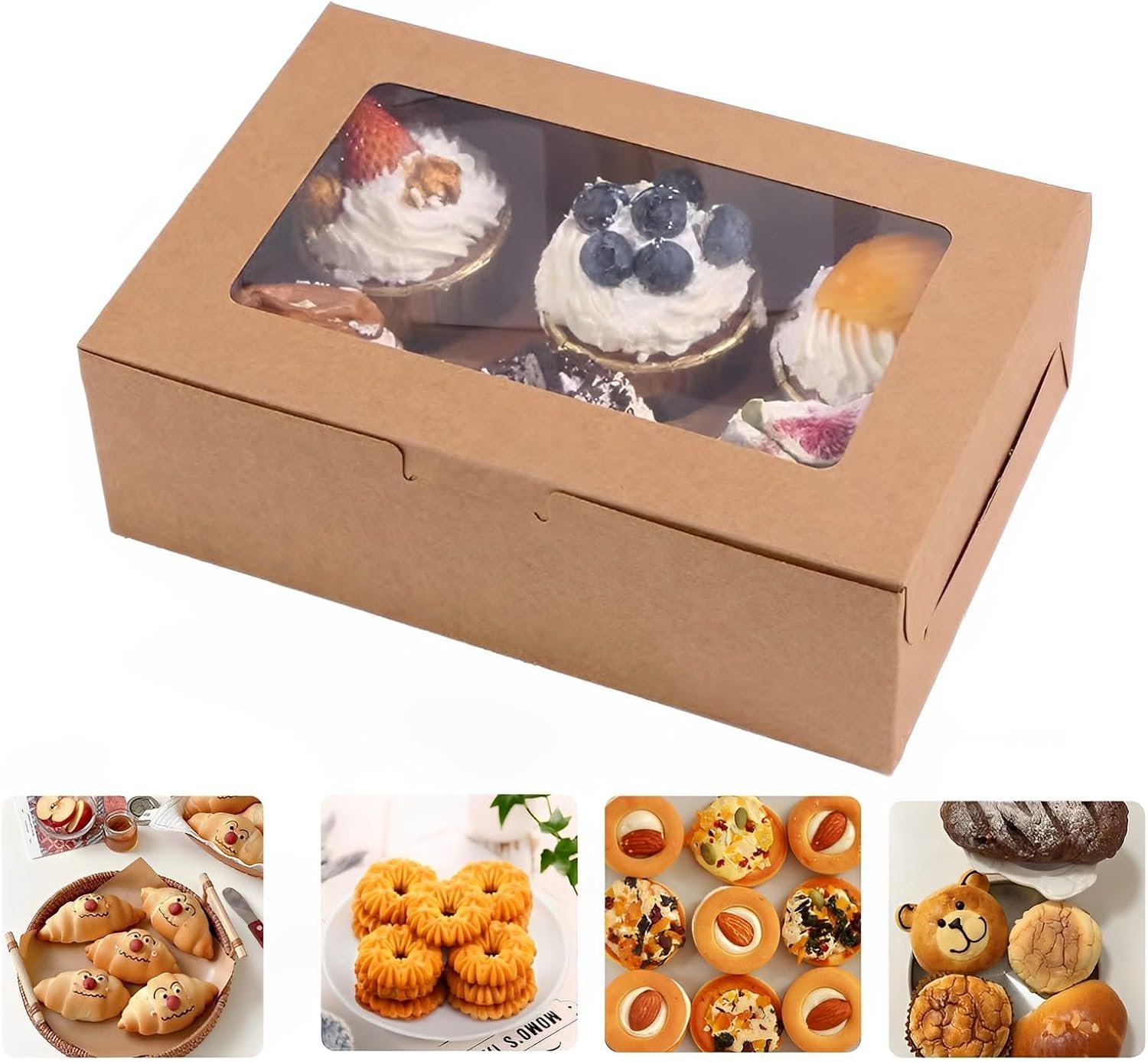 Logo Personalizado 20 cajas de cartón marrón para repostería con ventana 8x6x2.5 pulgadas, ideales para empacar galletas, cupcakes y otros dulces en celebraciones como San Valentín, el Día de la Madre y Navidad. Soluciones de Marca Blanca de nuestro Proveedor. Logo Personalizado 20 cajas de cartón marrón para repostería con ventana 8x6x2.5 pulgadas, ideales para empacar galletas, cupcakes y otros dulces en celebraciones como San Valentín, el Día de la Madre y Navidad. Soluciones de Marca Blanca de nuestro Proveedor.