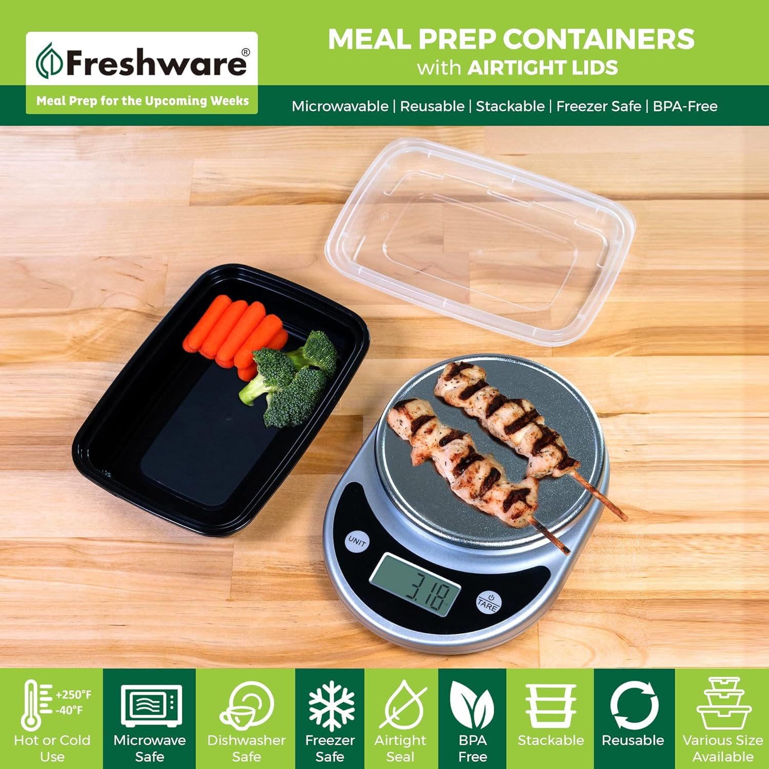 Contenedores para Preparación de Comidas 50 Pack 1 Compartimento con Tapas, Almacenamiento de Alimentos, Box Bento, Sin BPA, Apilables, A Prueba de Microondas/Lavavajillas/Congelador (28 oz) - Marca Blanca - Proveedor Fábrica.