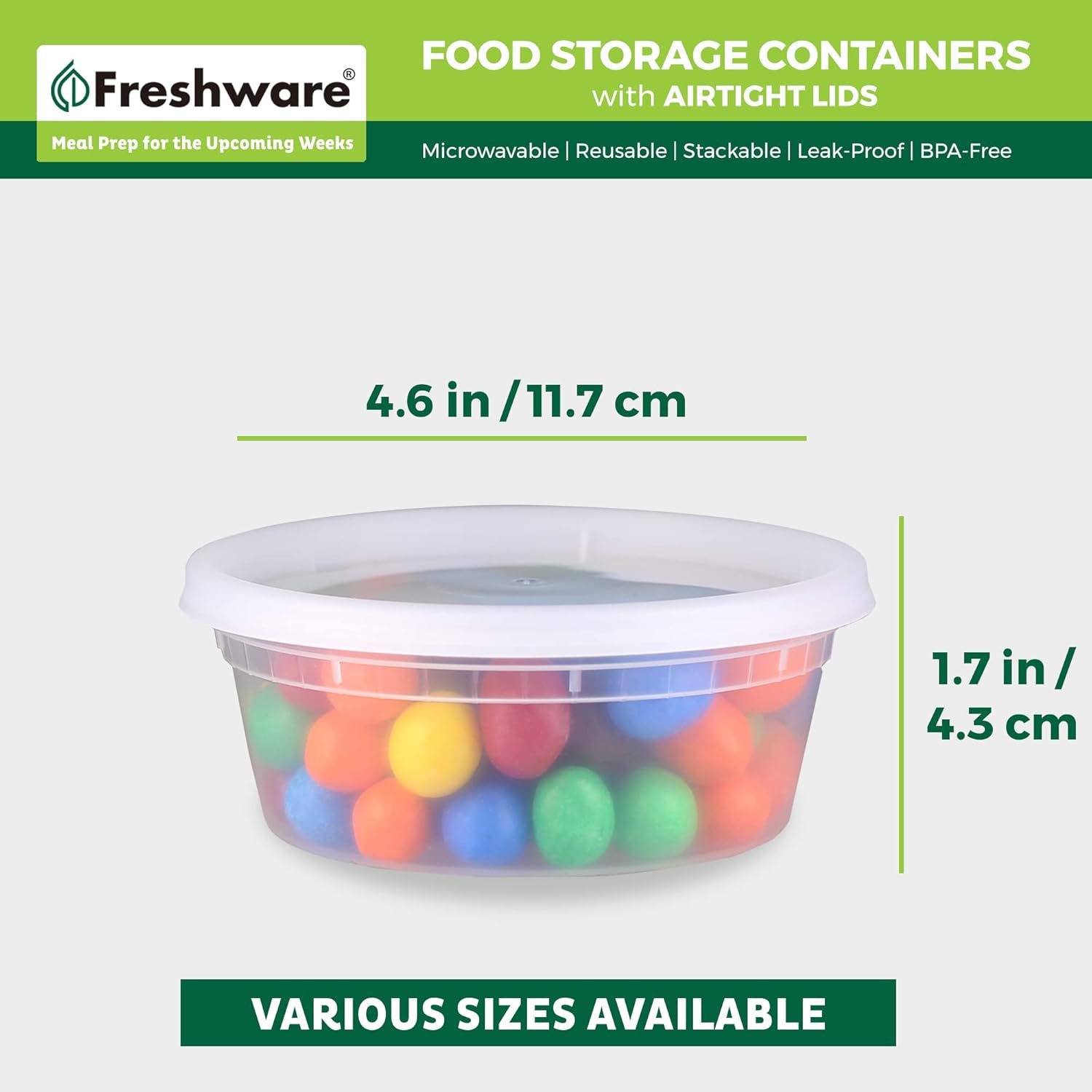 Contenedores de Almacenamiento de Alimentos con Logo Personalizado [Juego de 50] Contenedores de Plástico de 8 oz con Tapa, para Slime, Sopa y Preparación de Comidas | A Prueba de Fugas | Apilables | Sin BPA | Apto para Microondas, Lavavajillas y Congelador | Proveedor