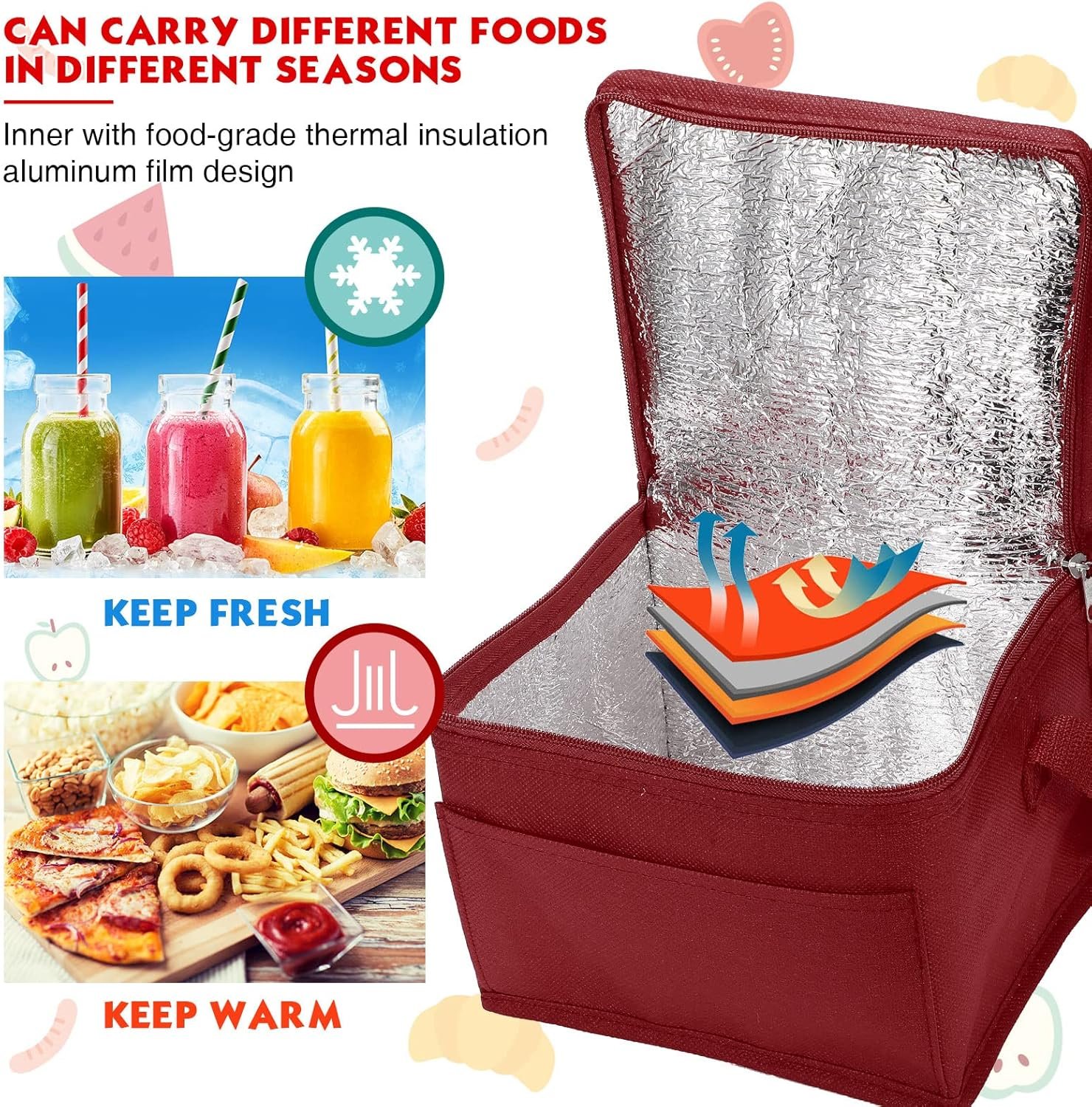 Bolsa Térmica Reutilizable con Logo Personalizado, Juego de 15 Contenedores de Almuerzo Aislados, Funda Impermeable para Trabajar o Ir a la Playa, Proveedor de Bolsas Térmicas, Aislante para Bebidas (Rojo Vino) Bolsa Térmica Reutilizable con Logo Personalizado, Juego de 15 Contenedores de Almuerzo Aislados, Funda Impermeable para Trabajar o Ir a la Playa, Proveedor de Bolsas Térmicas, Aislante para Bebidas (Rojo Vino)