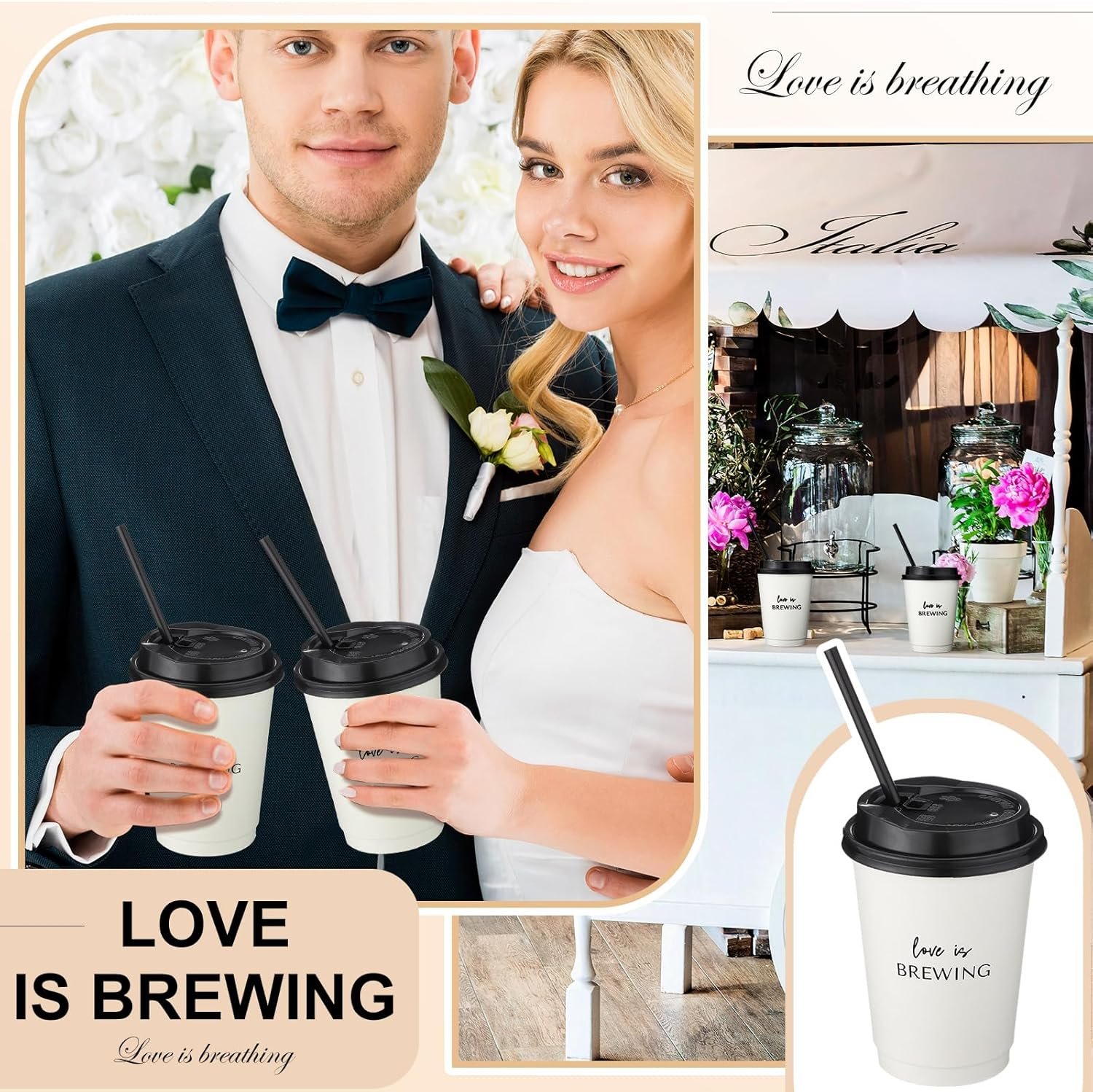Tazas de café desechables para bodas 50 Pcs con tapa y popote, decoración de despedida de soltera y recepción, Logo Personalizado para fiestas, suministros de marca blanca, Fabricante de tazas para eventos especiales. Tazas de café desechables para bodas 50 Pcs con tapa y popote, decoración de despedida de soltera y recepción, Logo Personalizado para fiestas, suministros de marca blanca, Fabricante de tazas para eventos especiales.