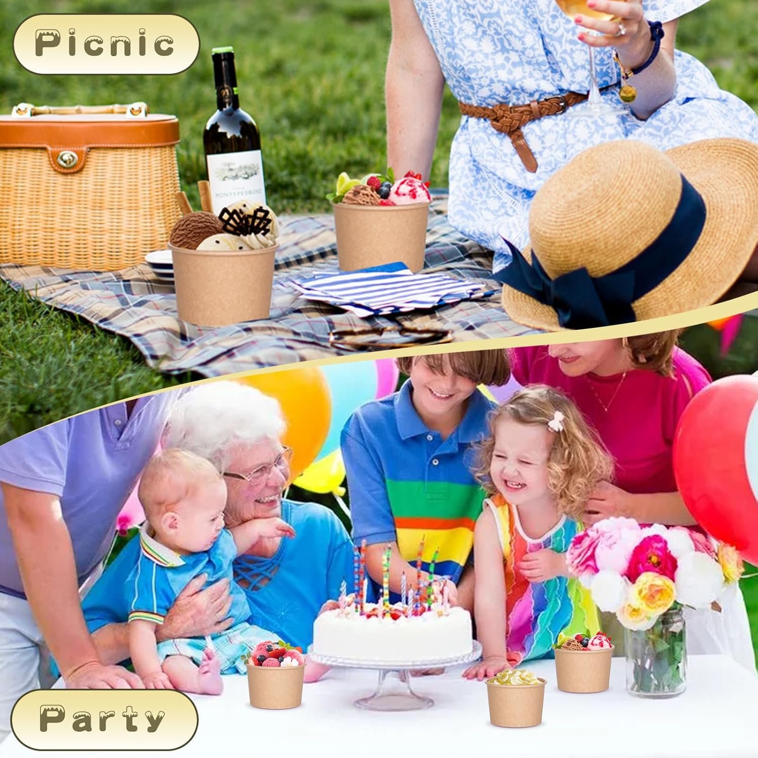 Contenedor de sopa desechable de papel kraft de 8 oz con tapa ventilada, ideal para personalizar con logo, envases de comida para llevar refrigerables y aptos para microondas, perfectos para sopa caliente o helado (100 Pcs - 8 oz) - Proveedor de soluciones en envases.