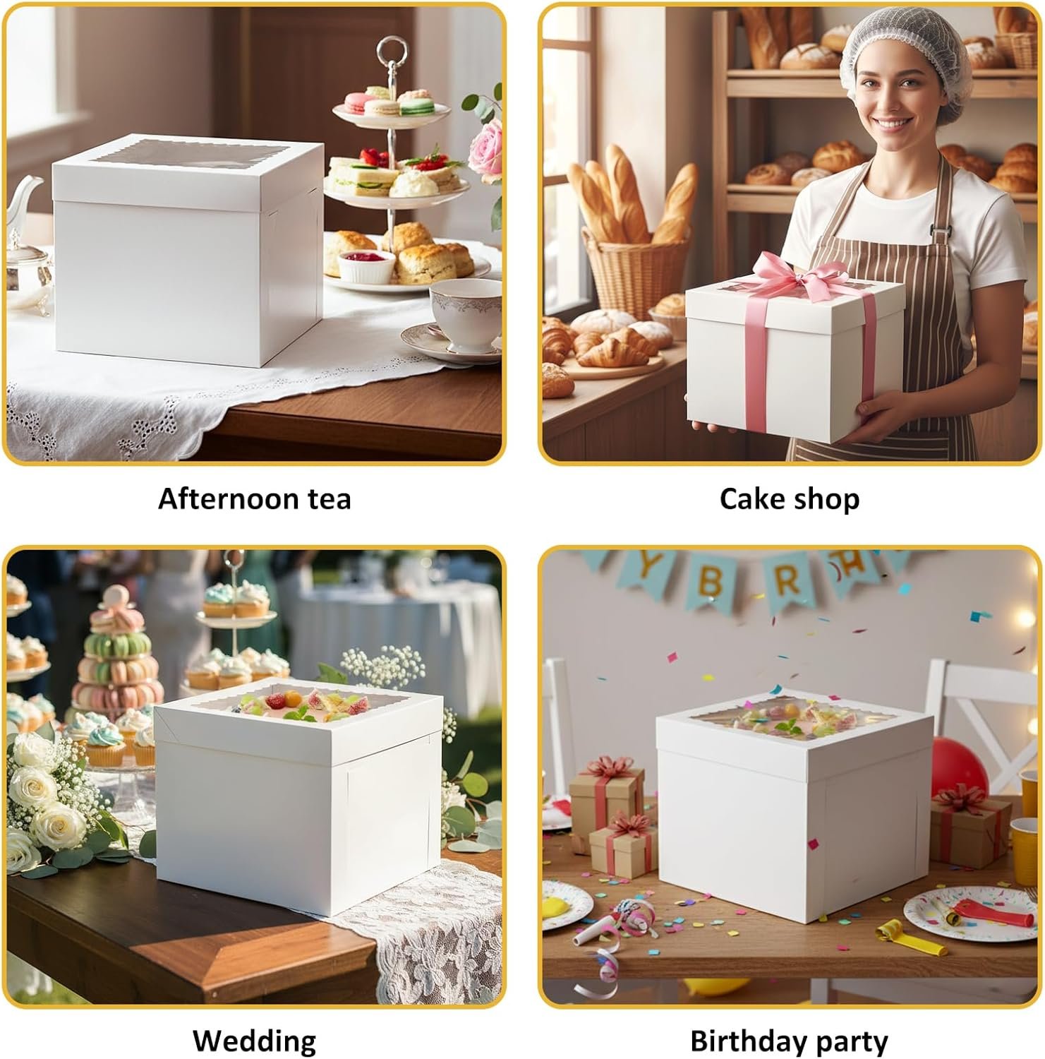 Caja de Pasteles 3 Pack de 12 Pulgadas con Tableros, Contenedores Blancos de 12x12x10 Pulgadas, Cajas Desechables para Pasteles, Cupcakes, Galletas, Tartas, Logo Personalizado, Marca Blanca de Proveedor. Caja de Pasteles 3 Pack de 12 Pulgadas con Tableros, Contenedores Blancos de 12x12x10 Pulgadas, Cajas Desechables para Pasteles, Cupcakes, Galletas, Tartas, Logo Personalizado, Marca Blanca de Proveedor.