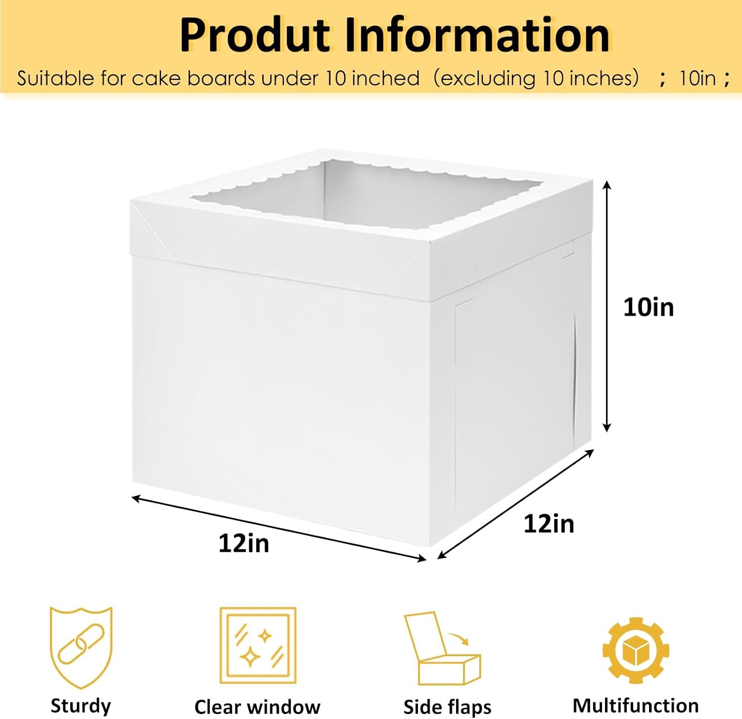 Caja de Pasteles 3 Pack de 12 Pulgadas con Tableros, Contenedores Blancos de 12x12x10 Pulgadas, Cajas Desechables para Pasteles, Cupcakes, Galletas, Tartas, Logo Personalizado, Marca Blanca de Proveedor. Caja de Pasteles 3 Pack de 12 Pulgadas con Tableros, Contenedores Blancos de 12x12x10 Pulgadas, Cajas Desechables para Pasteles, Cupcakes, Galletas, Tartas, Logo Personalizado, Marca Blanca de Proveedor.