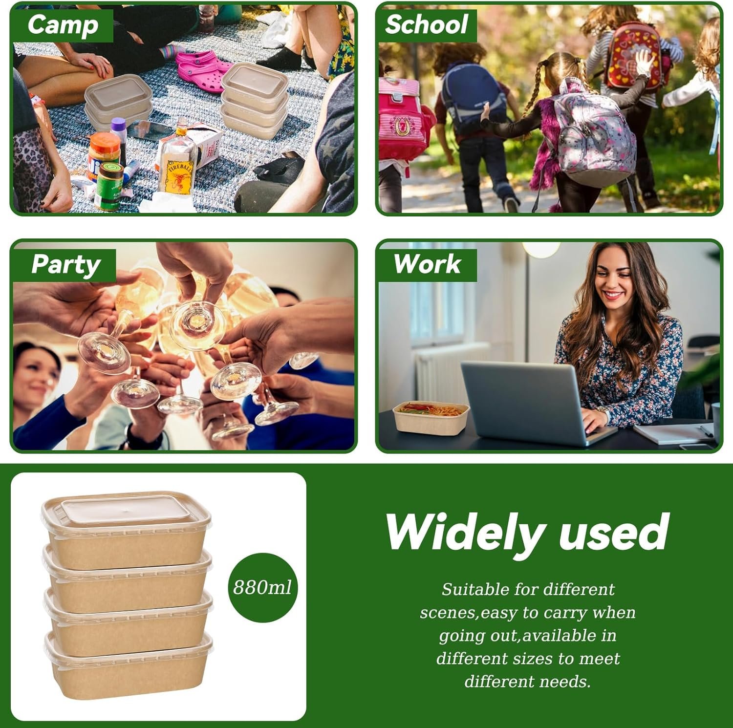 Logo Personalizado 50-Pack de Cuencos de Papel Kraft Desechables de 29oz con Tapa y Tenedores, Envases para Preparación de Comidas, Contenedores para Comida para Fiestas del Día de San Patricio, A Prueba de Microondas para Comida Caliente y Fría, Proveedor. Logo Personalizado 50-Pack de Cuencos de Papel Kraft Desechables de 29oz con Tapa y Tenedores, Envases para Preparación de Comidas, Contenedores para Comida para Fiestas del Día de San Patricio, A Prueba de Microondas para Comida Caliente y Fría, Proveedor.