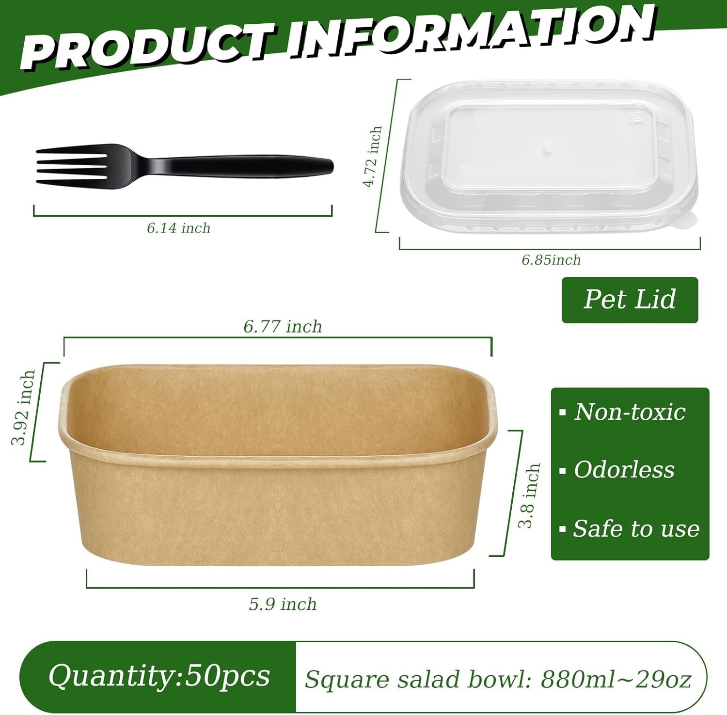 Logo Personalizado 50-Pack de Cuencos de Papel Kraft Desechables de 29oz con Tapa y Tenedores, Envases para Preparación de Comidas, Contenedores para Comida para Fiestas del Día de San Patricio, A Prueba de Microondas para Comida Caliente y Fría, Proveedor. Logo Personalizado 50-Pack de Cuencos de Papel Kraft Desechables de 29oz con Tapa y Tenedores, Envases para Preparación de Comidas, Contenedores para Comida para Fiestas del Día de San Patricio, A Prueba de Microondas para Comida Caliente y Fría, Proveedor.