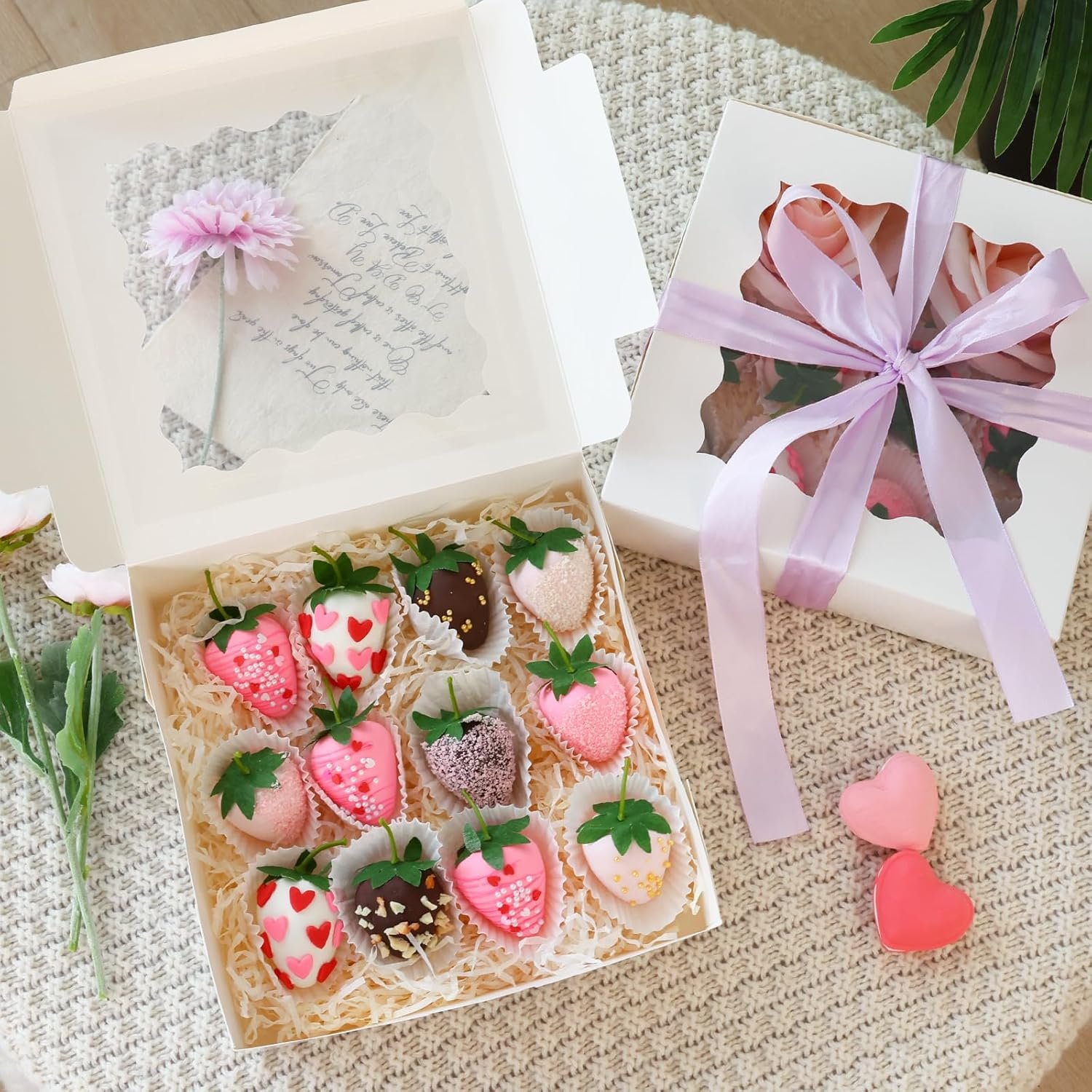 Caja de galletas con ventana de 30 piezas, 8x8x2.5cm para donas y fresas de chocolate, marca blanca con logo personalizado de proveedor. Caja de galletas con ventana de 30 piezas, 8x8x2.5cm para donas y fresas de chocolate, marca blanca con logo personalizado de proveedor.