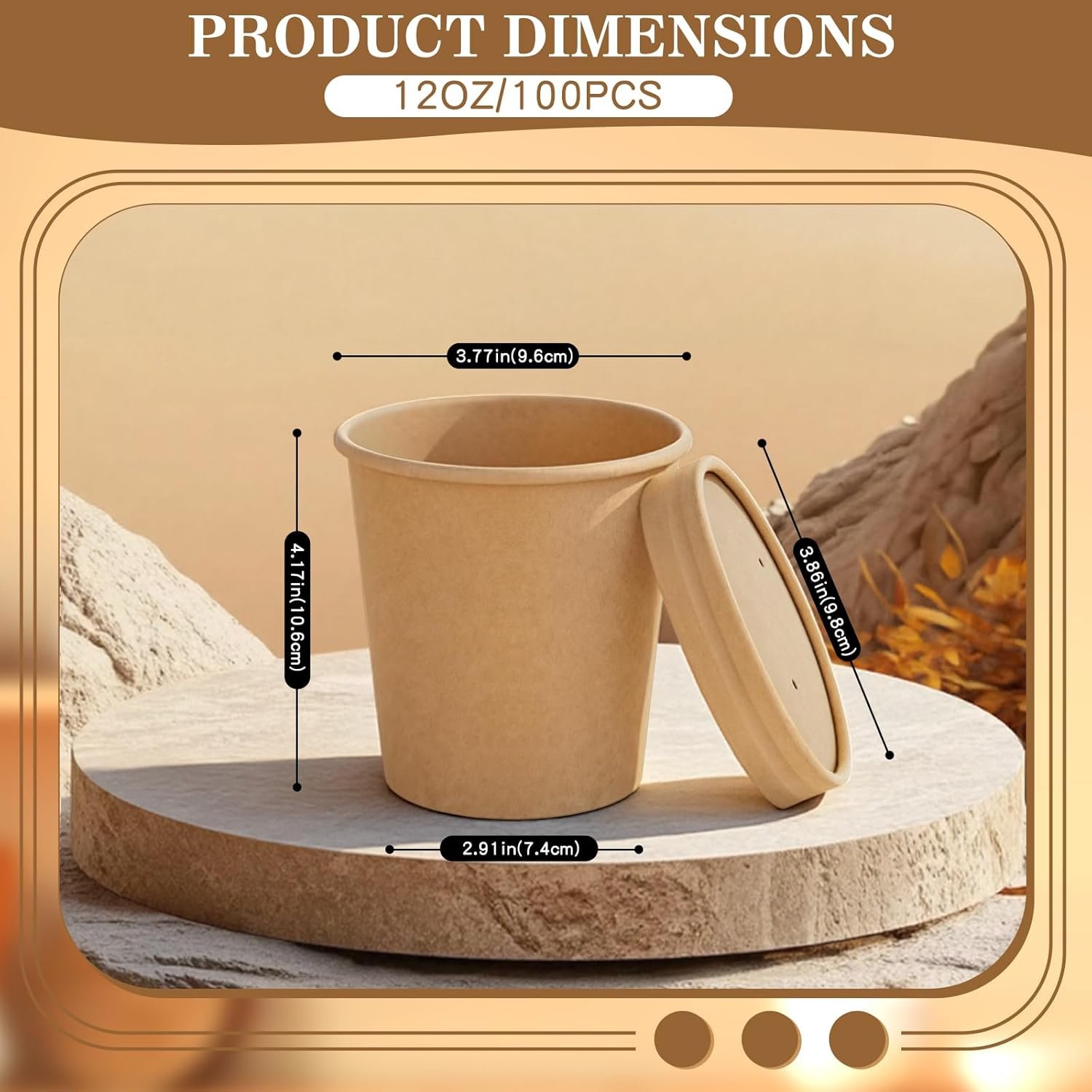 Logo Personalizado: Envase de Papel para Sopa de 12 oz con Tapas Ventiladas, Tazón Desechable para Alimentos, Seguro para Microondas y Congelador, Ideal para Sopa Caliente y Helados, Marca Blanca, 100 Pzs - Fábrica.