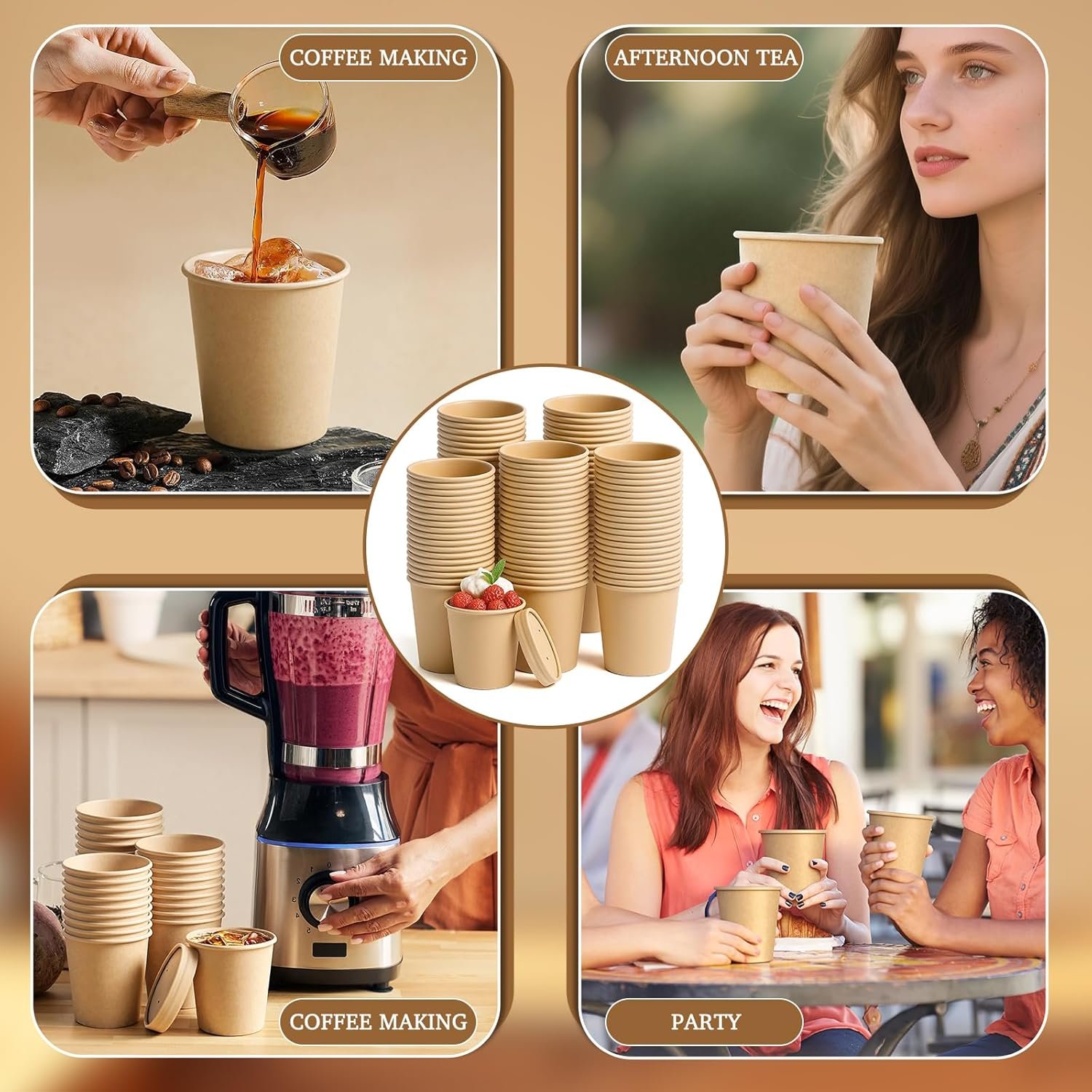 Logo Personalizado: Envase de Papel para Sopa de 12 oz con Tapas Ventiladas, Tazón Desechable para Alimentos, Seguro para Microondas y Congelador, Ideal para Sopa Caliente y Helados, Marca Blanca, 100 Pzs - Fábrica.