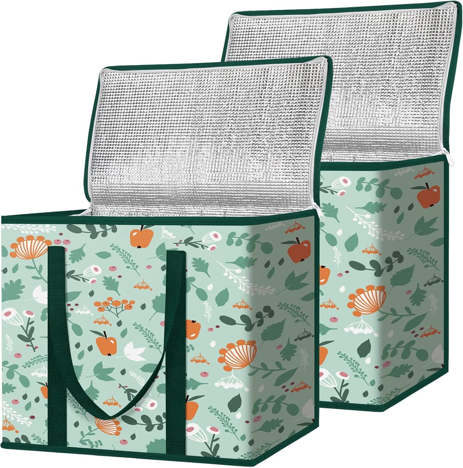 Logo Personalizado Bolsas de Compras Reutilizables Aisladas 2Pk, Bolsa Térmica Plegable para Compras, Fuerte y Grande (40x23x33 cm, Paseo Primaveral) - Proveedor de Soluciones Ecológicas.