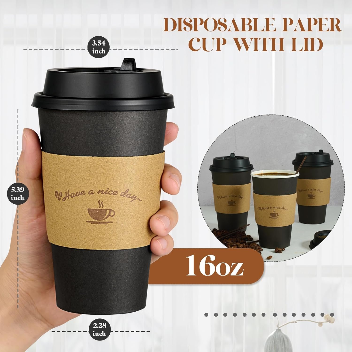 Cajas de 100 Unidades de Vasos de Cartón para Café de 16 oz con Tapas, Personaliza tu Logo, Vasos Desechables Negras con Mangas y Palitos para Revolver, Ideal para Eventos, Fiestas, Viajes y Proveedor de Soluciones de Bebidas. Cajas de 100 Unidades de Vasos de Cartón para Café de 16 oz con Tapas, Personaliza tu Logo, Vasos Desechables Negras con Mangas y Palitos para Revolver, Ideal para Eventos, Fiestas, Viajes y Proveedor de Soluciones de Bebidas.